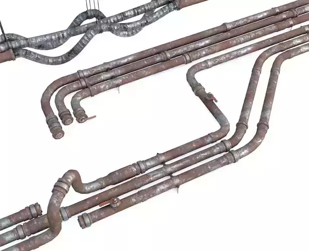 Modular Pipes - Rusted Low-poly 3D model