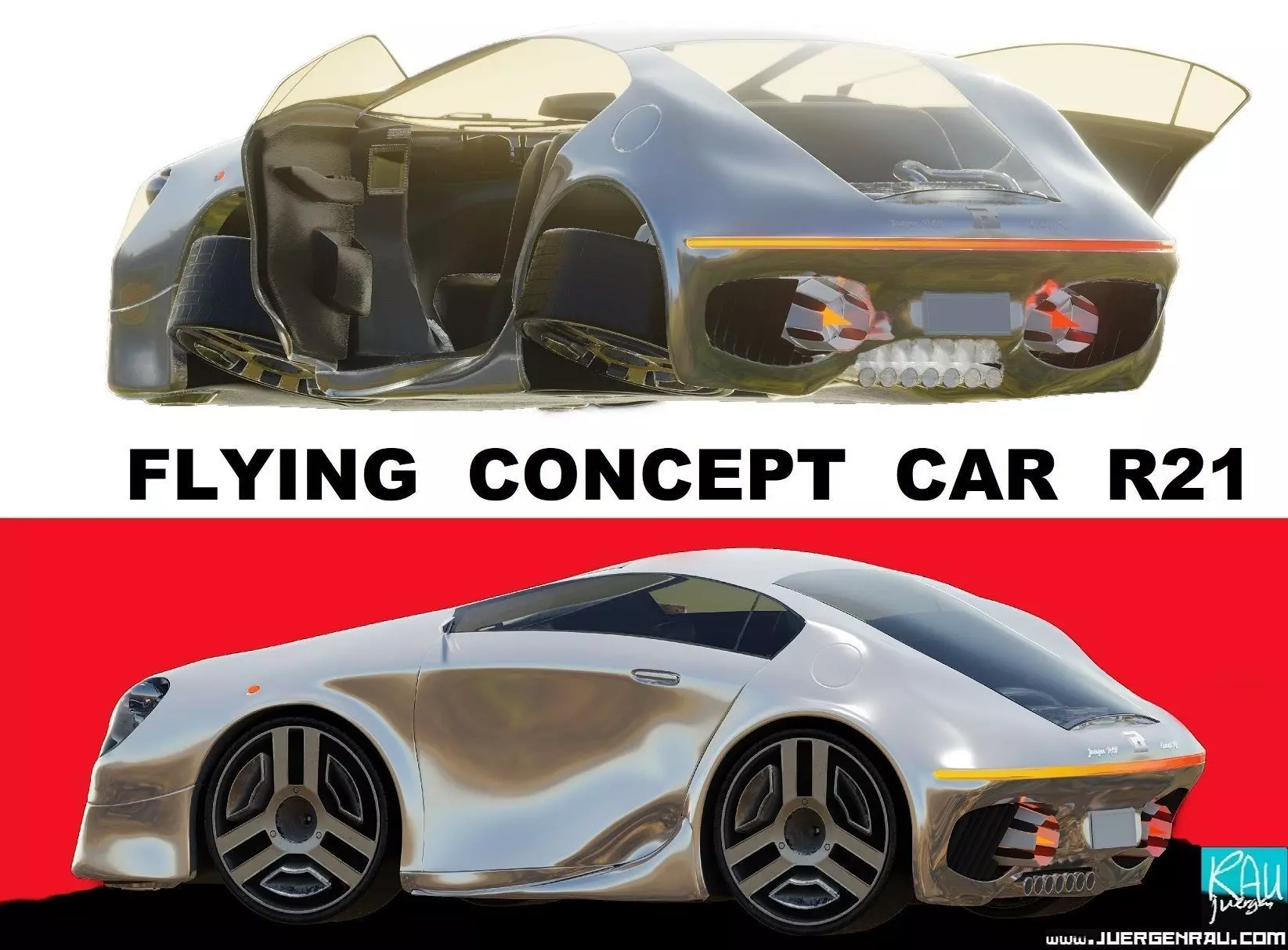 CONCEPT car R21 flying vehicle 3D model_0