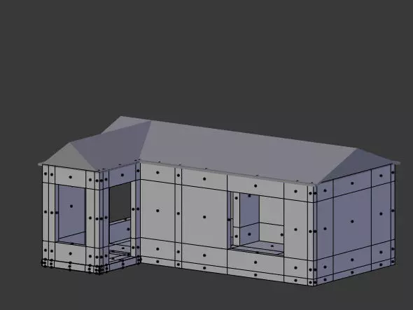 House made of bricks and concrete 3D model_0