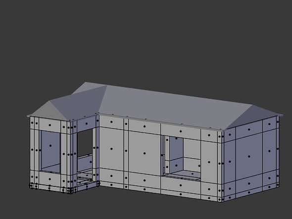 House made of bricks and concrete 3D model