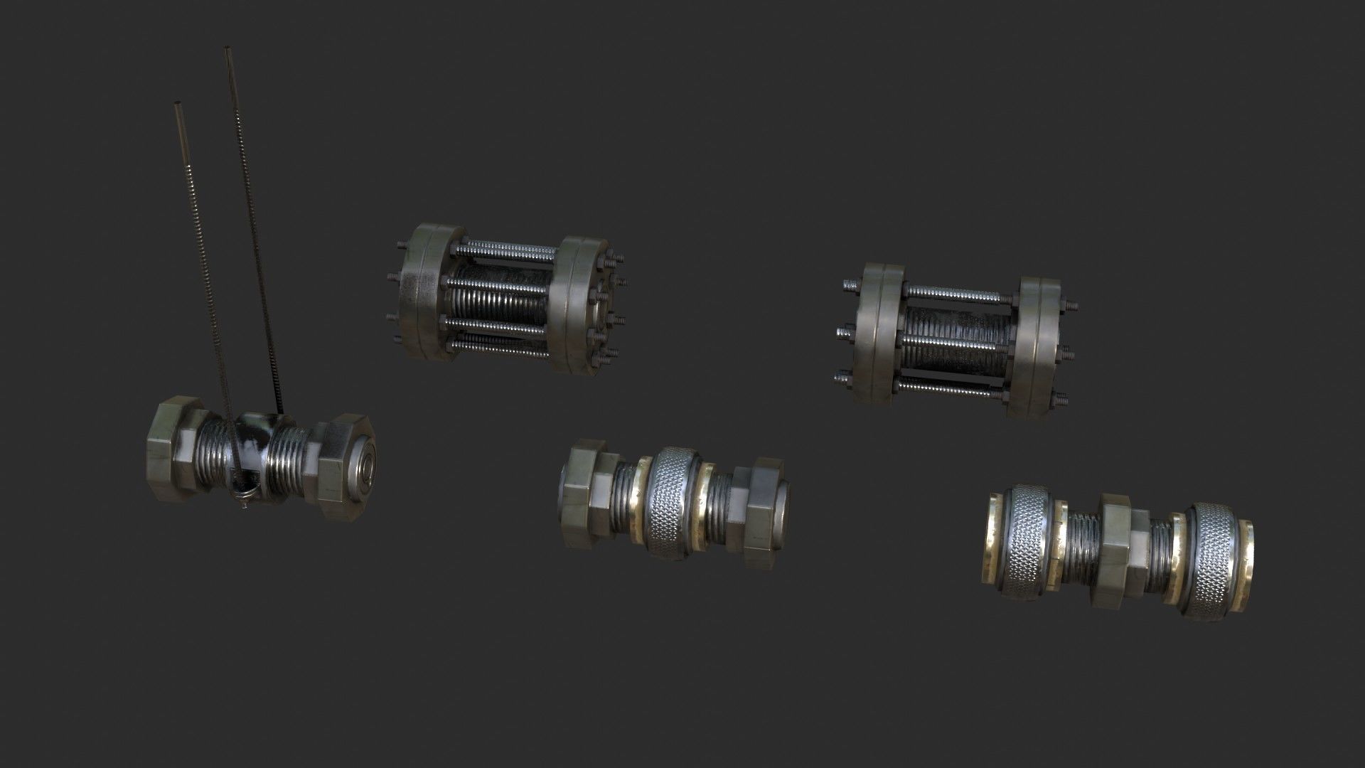 Modular Pipes - Sci-Fi Heat Metal Low-poly 3D model_13