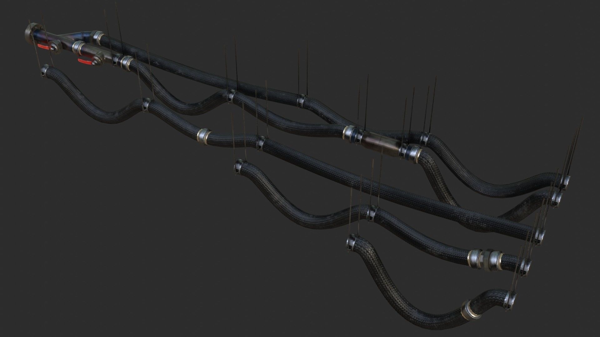 Modular Pipes - Sci-Fi Heat Metal Low-poly 3D model_9