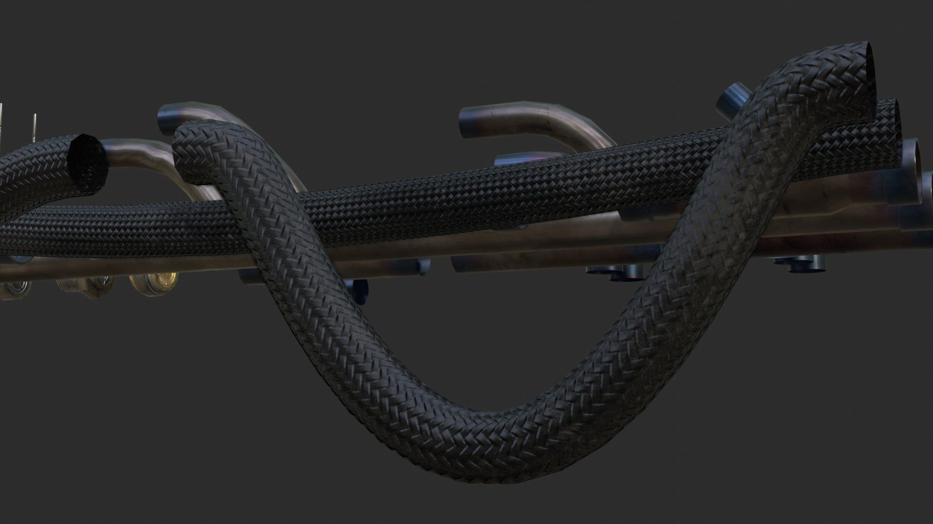 Modular Pipes - Sci-Fi Heat Metal Low-poly 3D model_6