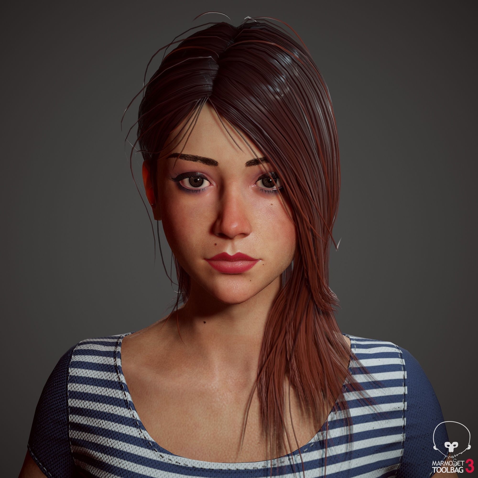 Teenage girl in shorts  Low-poly 3D model_85