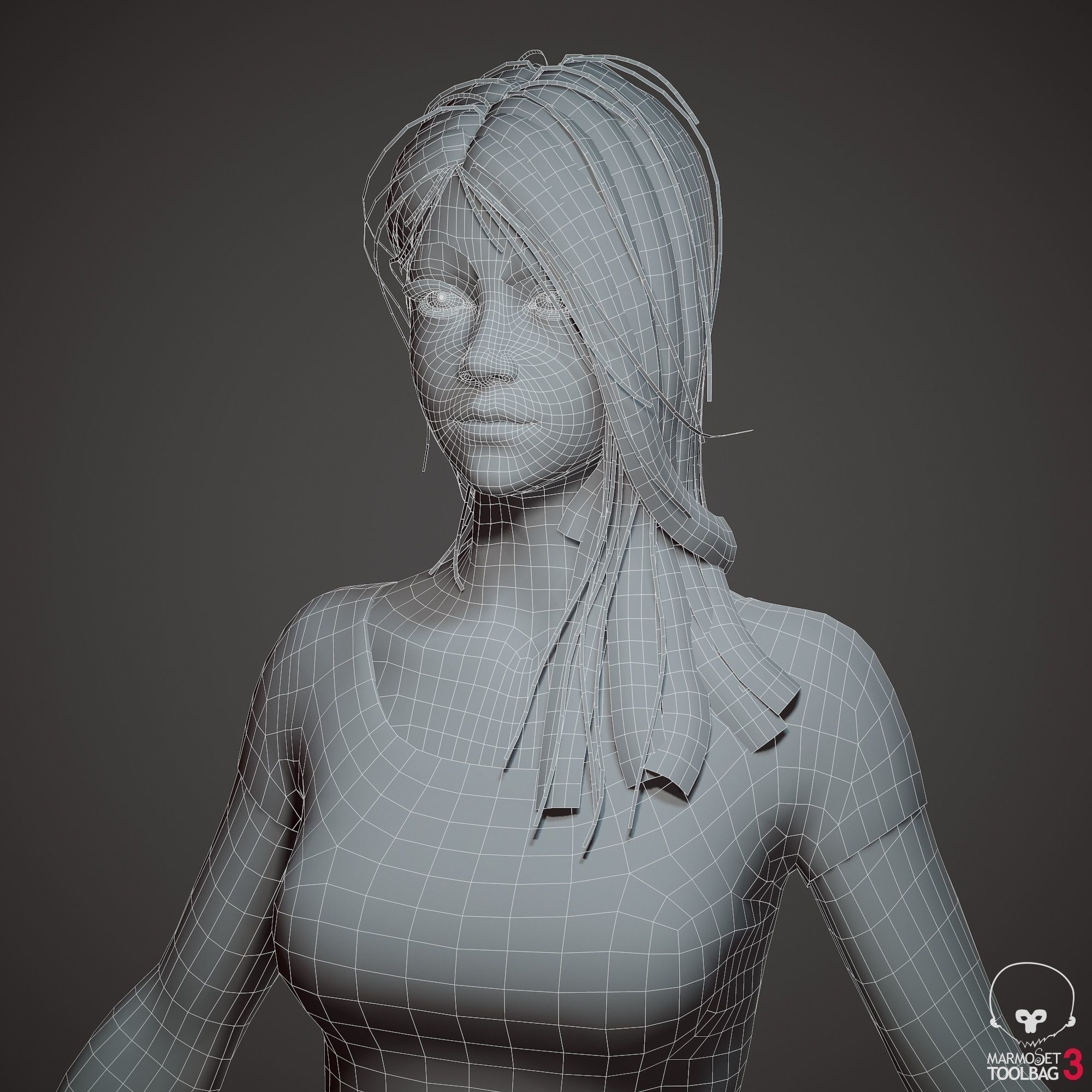 Teenage girl in shorts  Low-poly 3D model_55