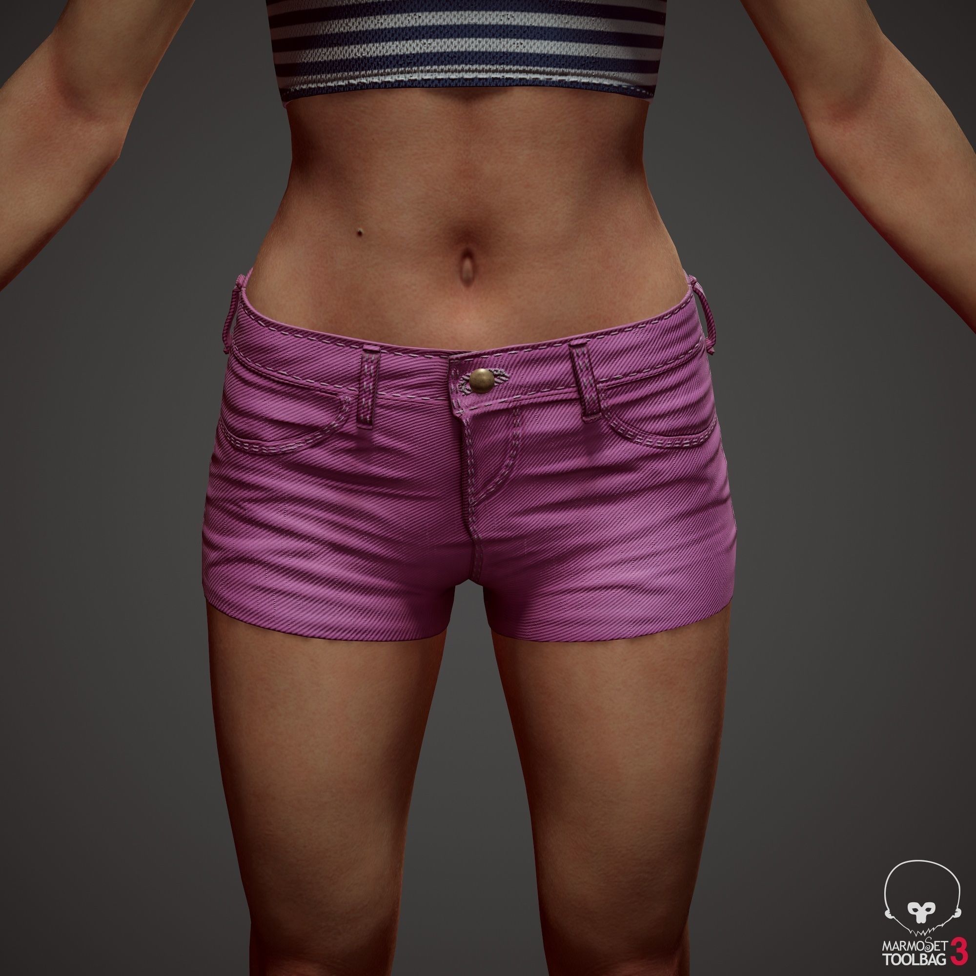 Teenage girl in shorts  Low-poly 3D model_75