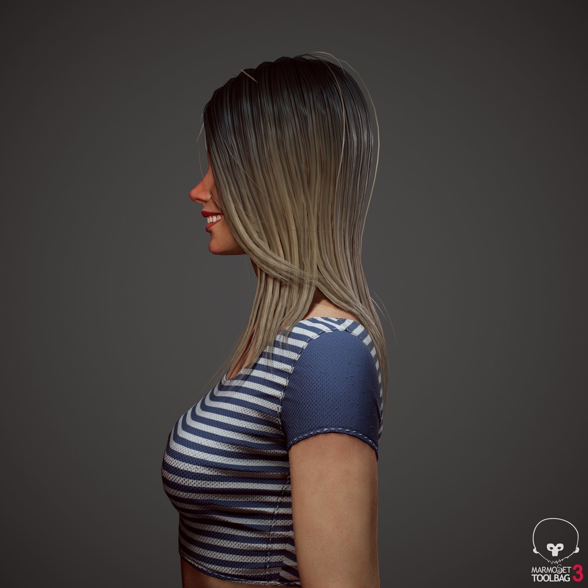 Teenage girl in shorts  Low-poly 3D model_14