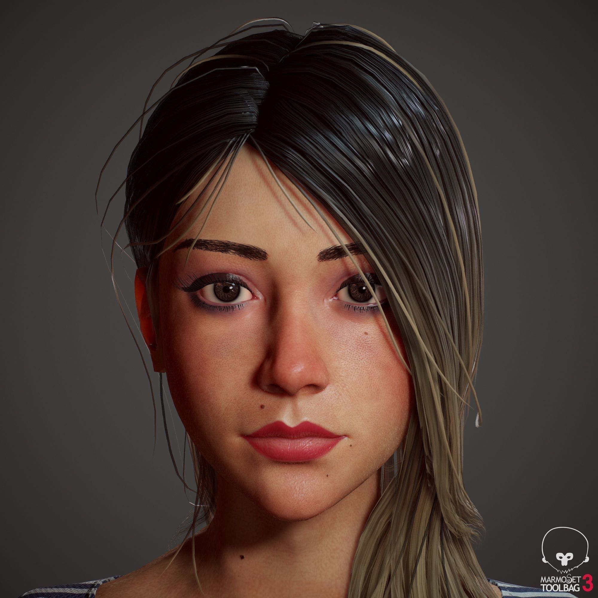 Teenage girl in shorts  Low-poly 3D model_17