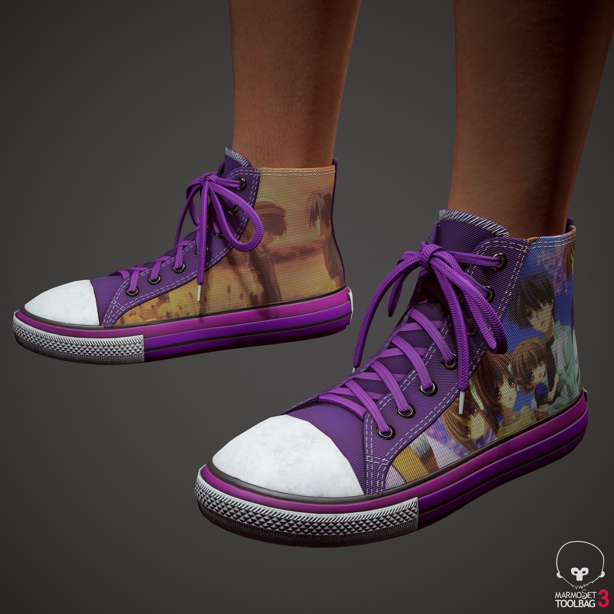 Teenage girl in shorts  Low-poly 3D model_76