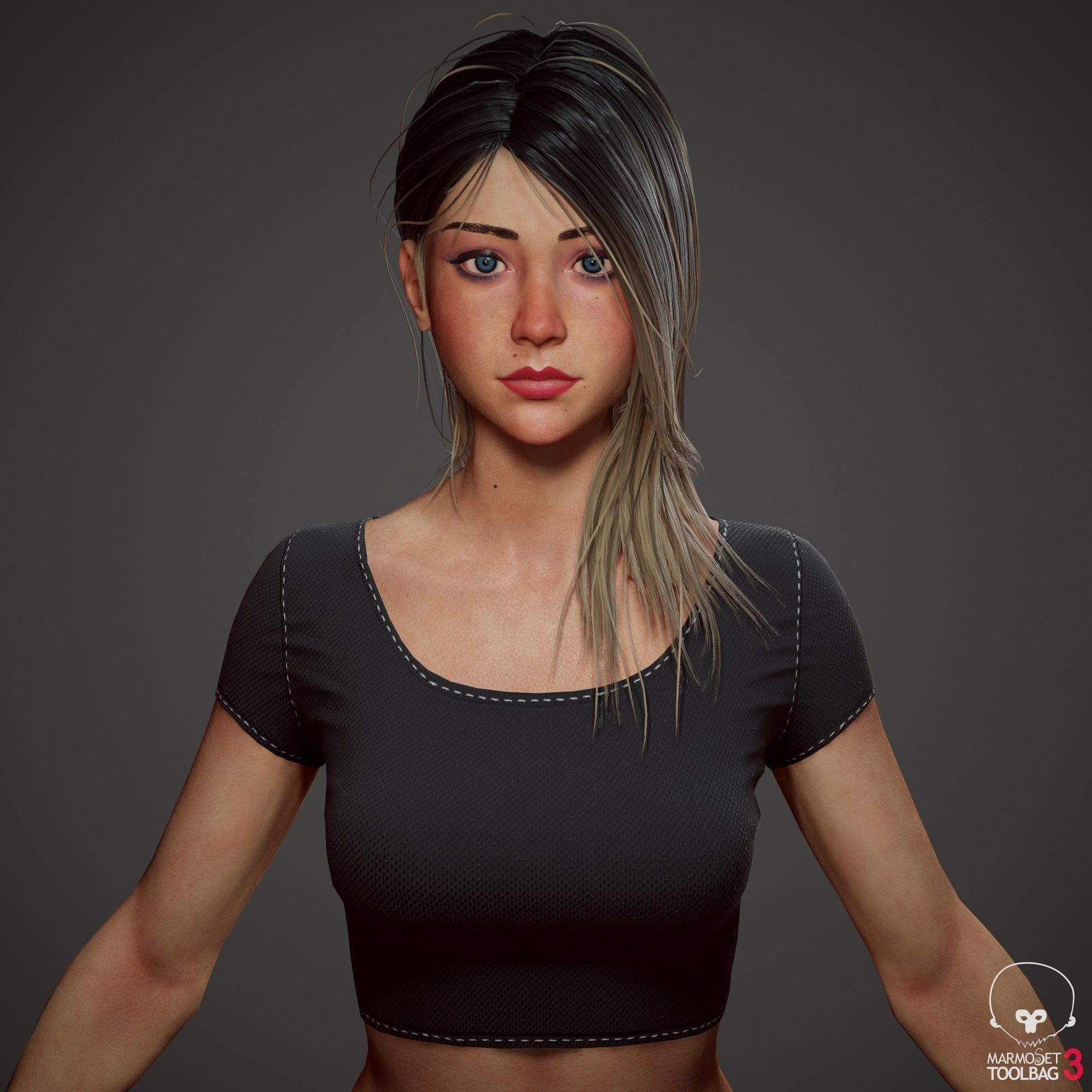 Teenage girl in shorts  Low-poly 3D model_69