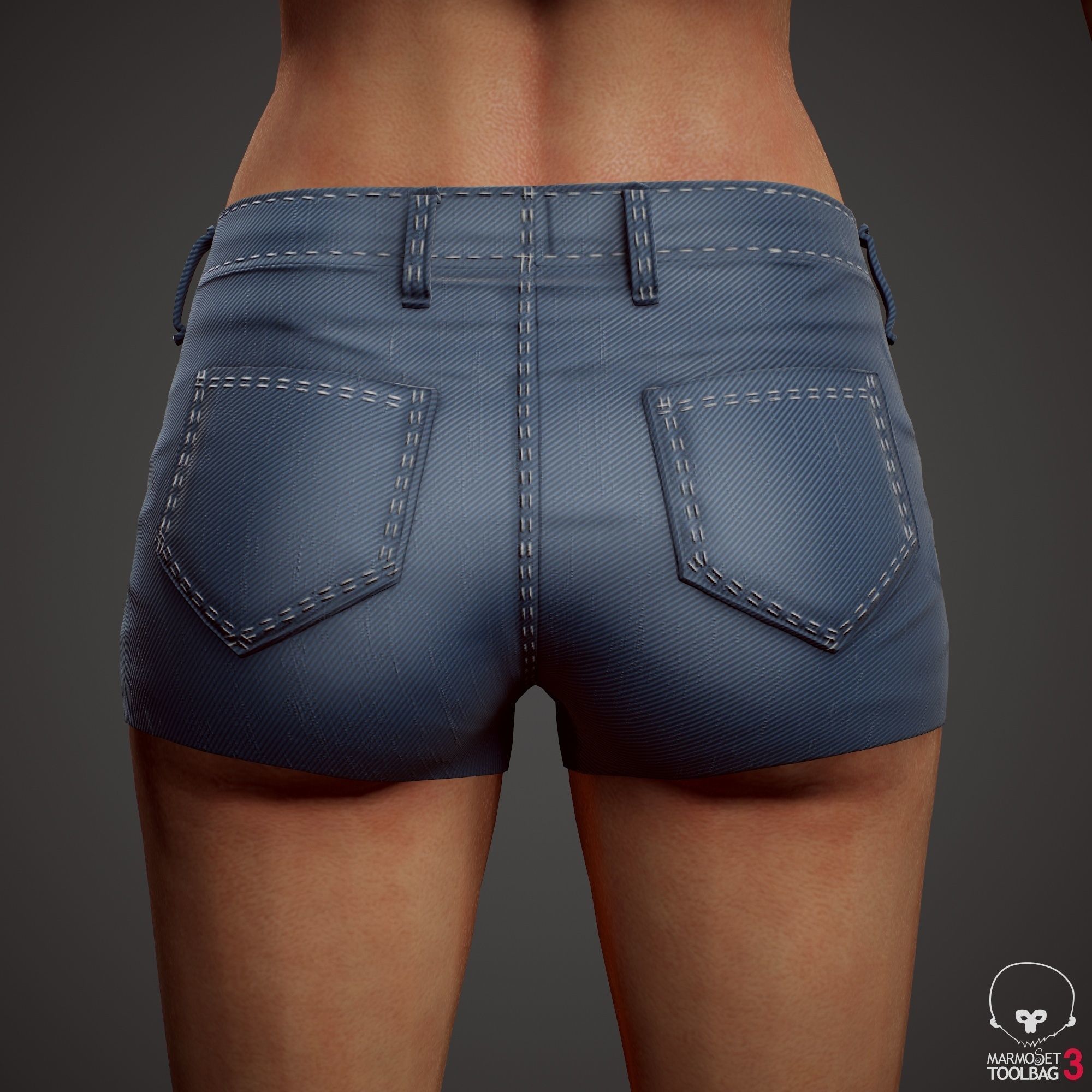 Teenage girl in shorts  Low-poly 3D model_42