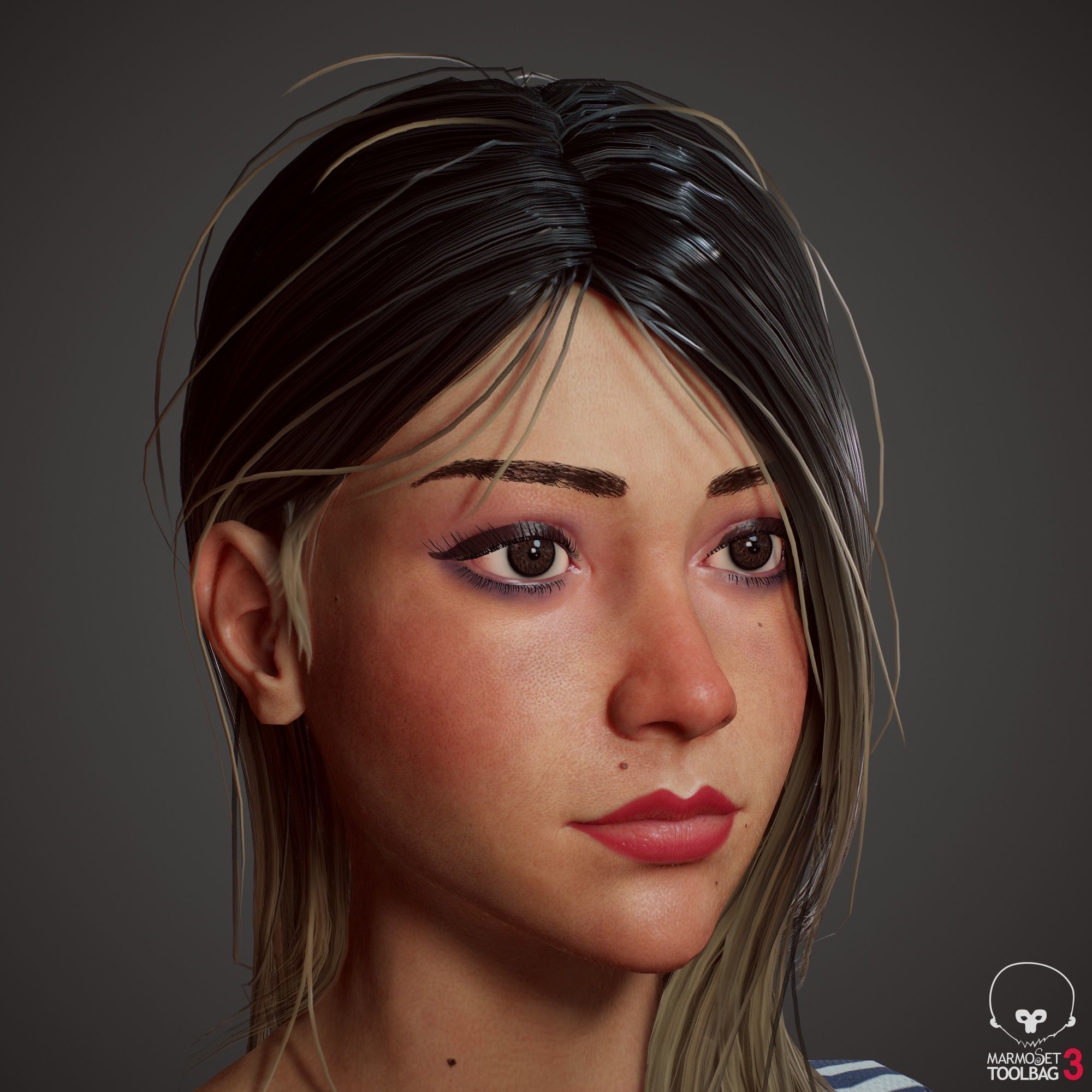 Teenage girl in shorts  Low-poly 3D model_19