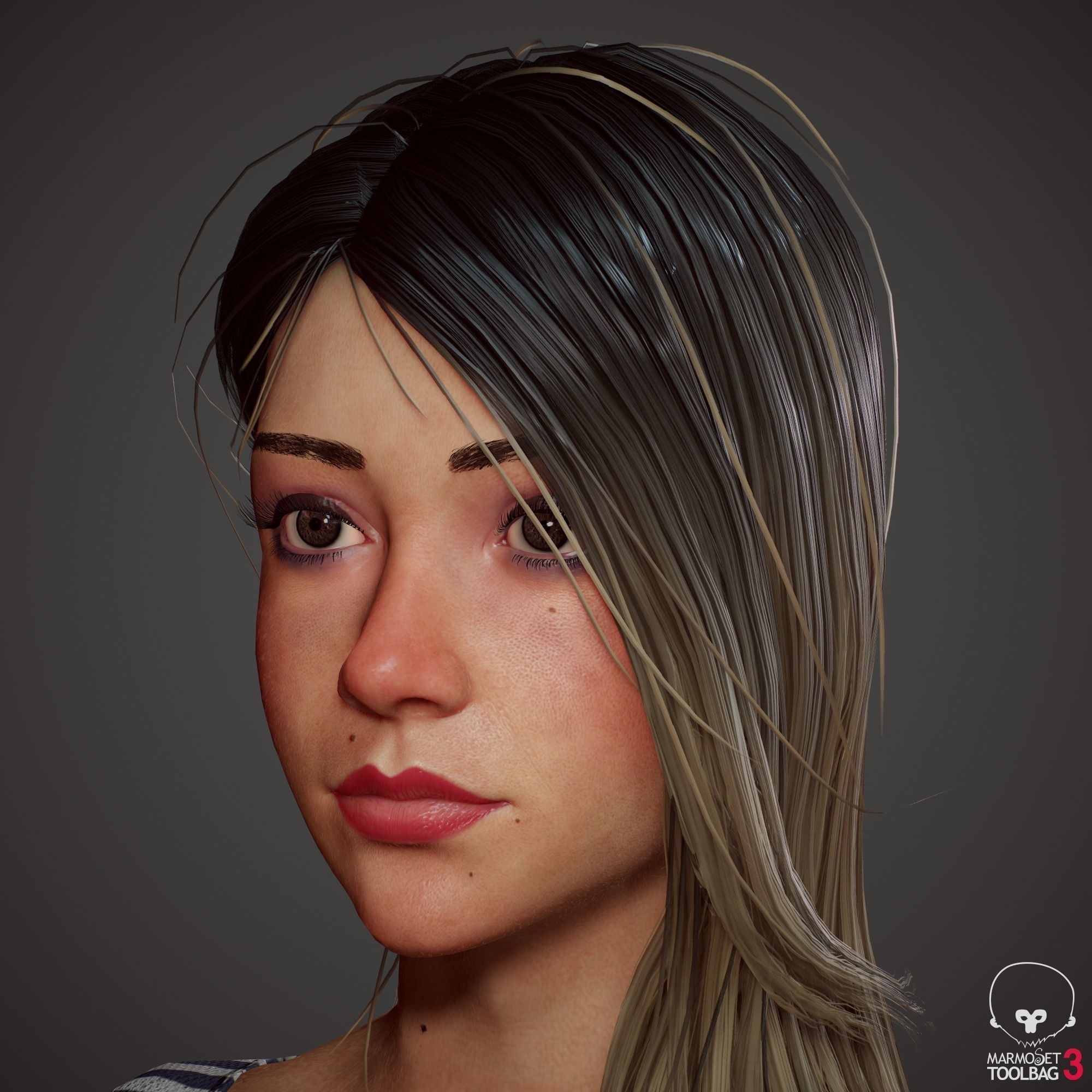 Teenage girl in shorts  Low-poly 3D model_15