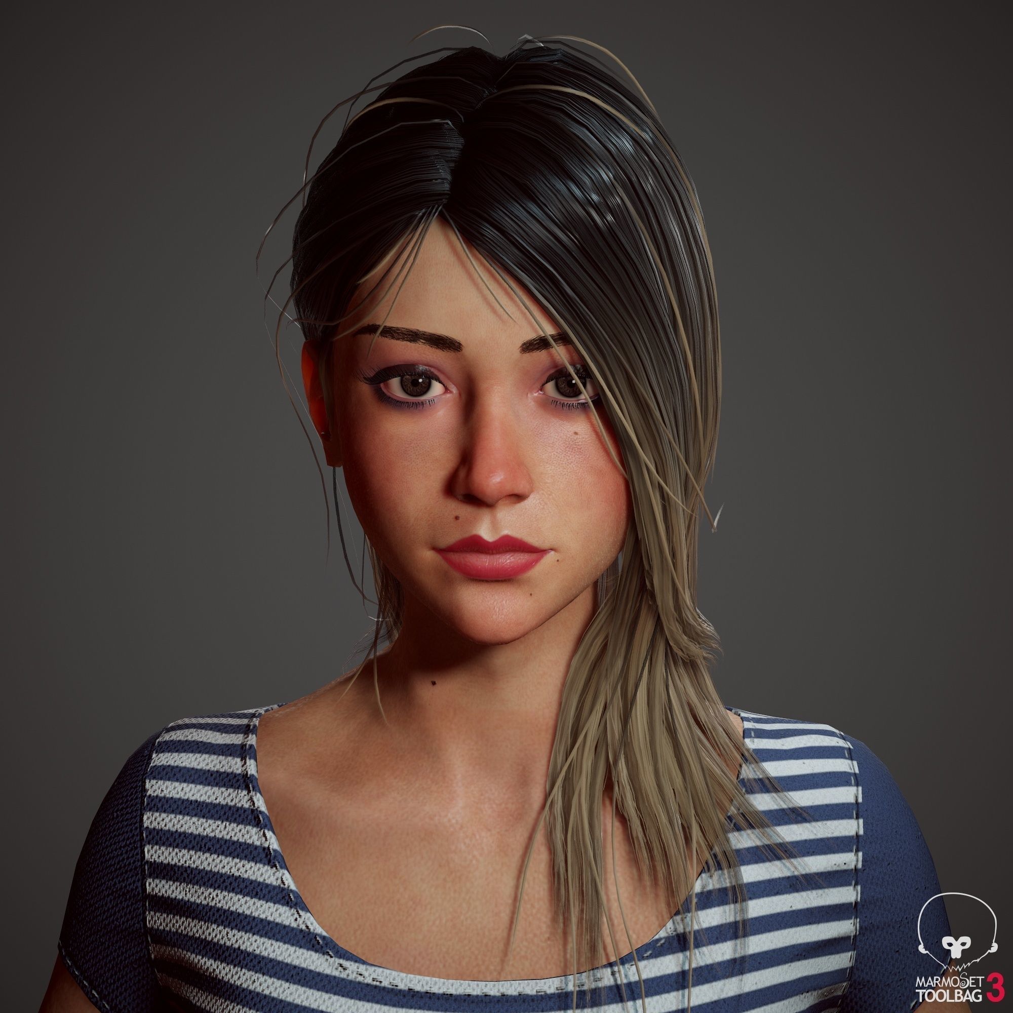 Teenage girl in shorts  Low-poly 3D model_82