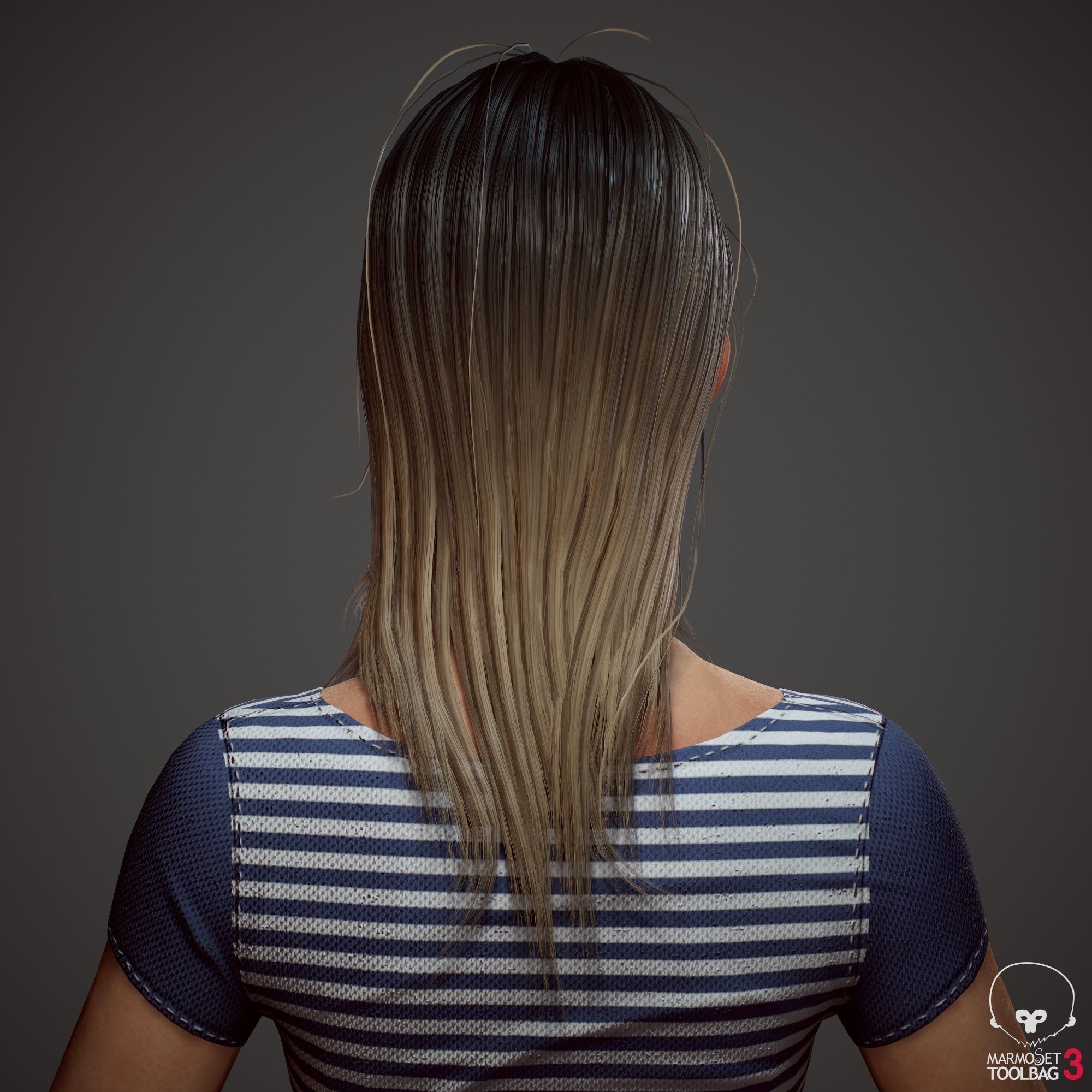 Teenage girl in shorts  Low-poly 3D model_11