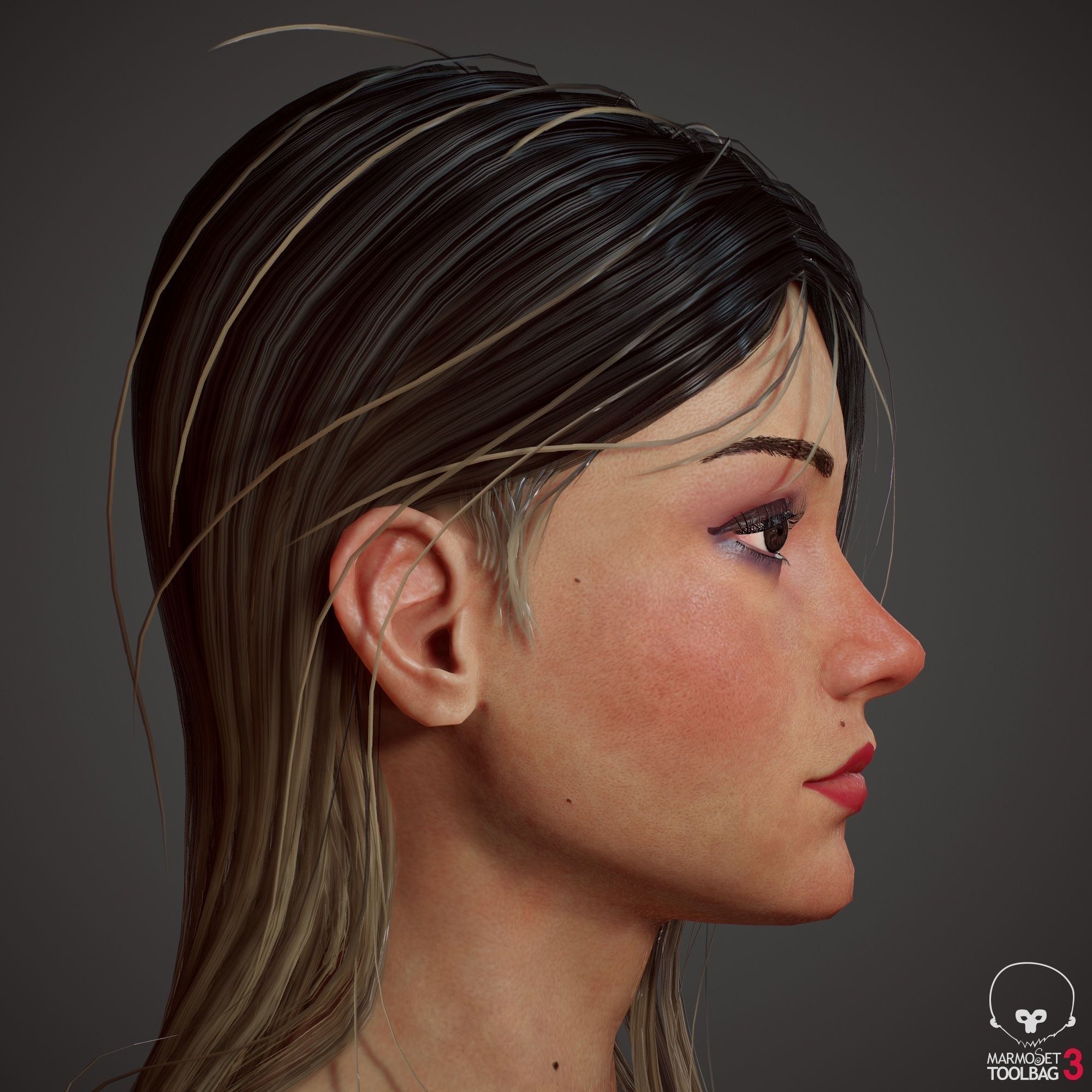 Teenage girl in shorts  Low-poly 3D model_21