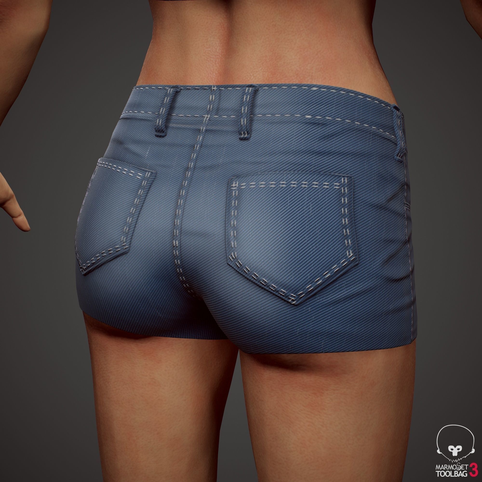 Teenage girl in shorts  Low-poly 3D model_41