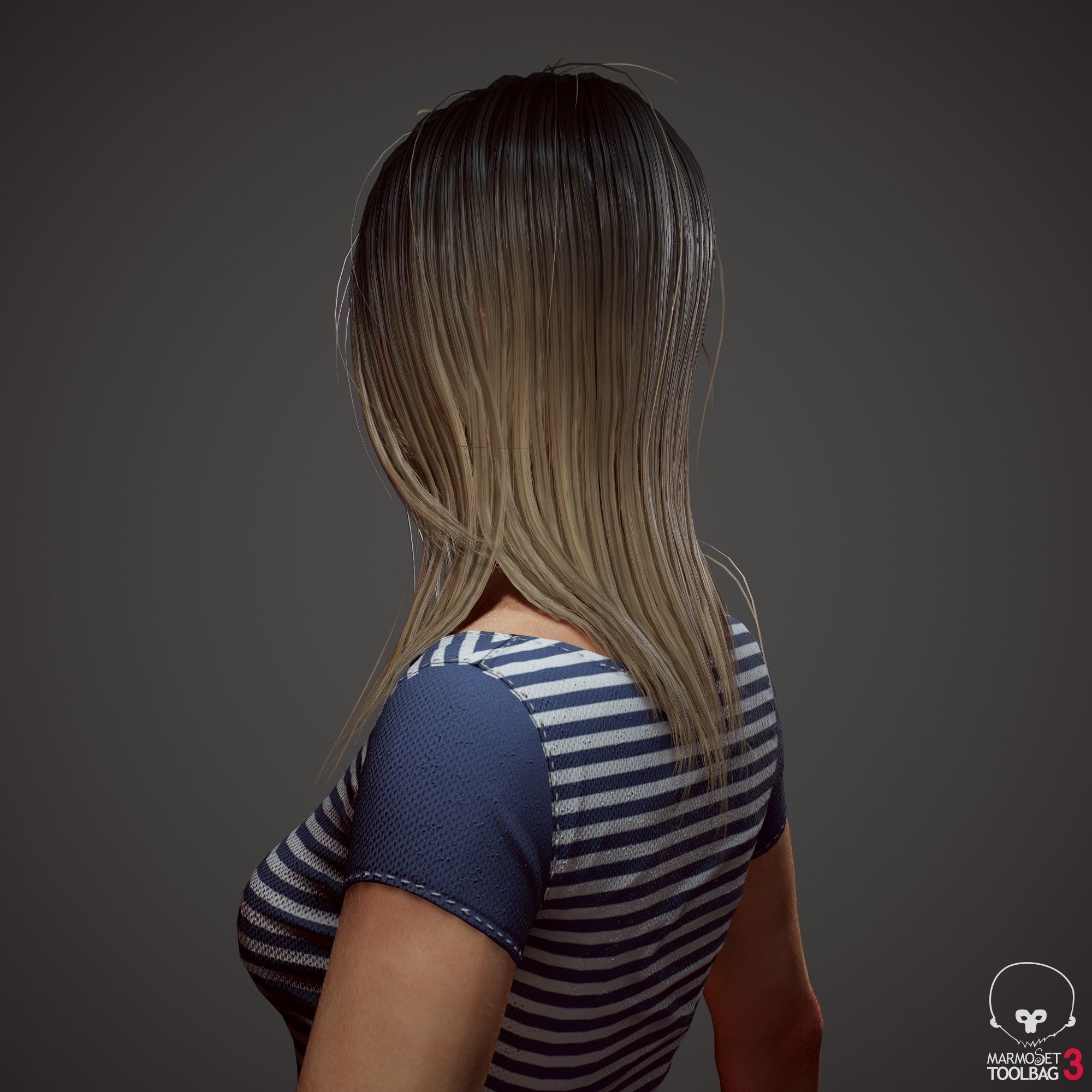 Teenage girl in shorts  Low-poly 3D model_12