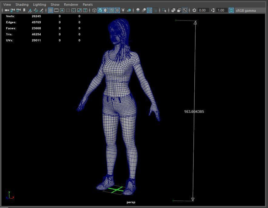 Teenage girl in shorts  Low-poly 3D model_92