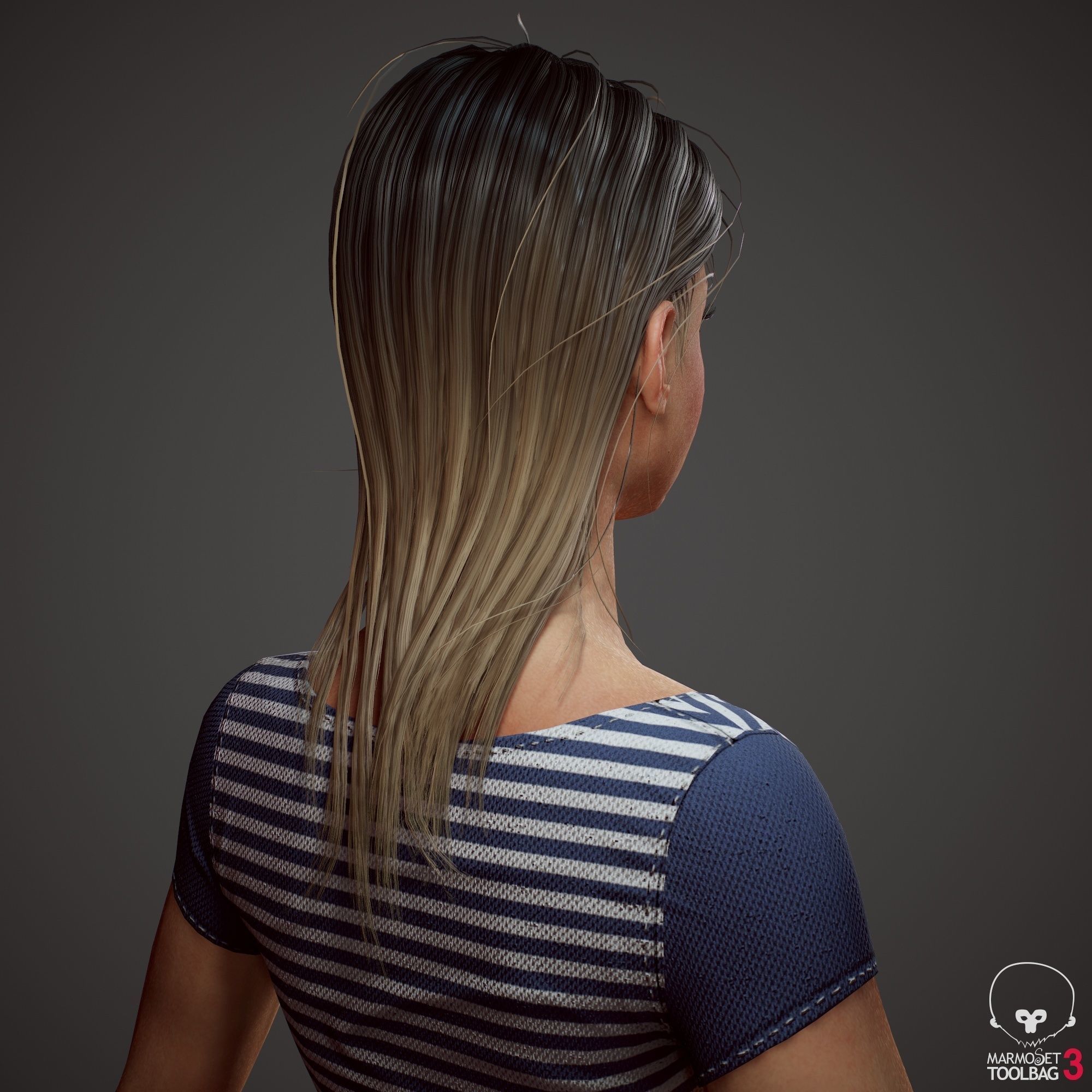 Teenage girl in shorts  Low-poly 3D model_10