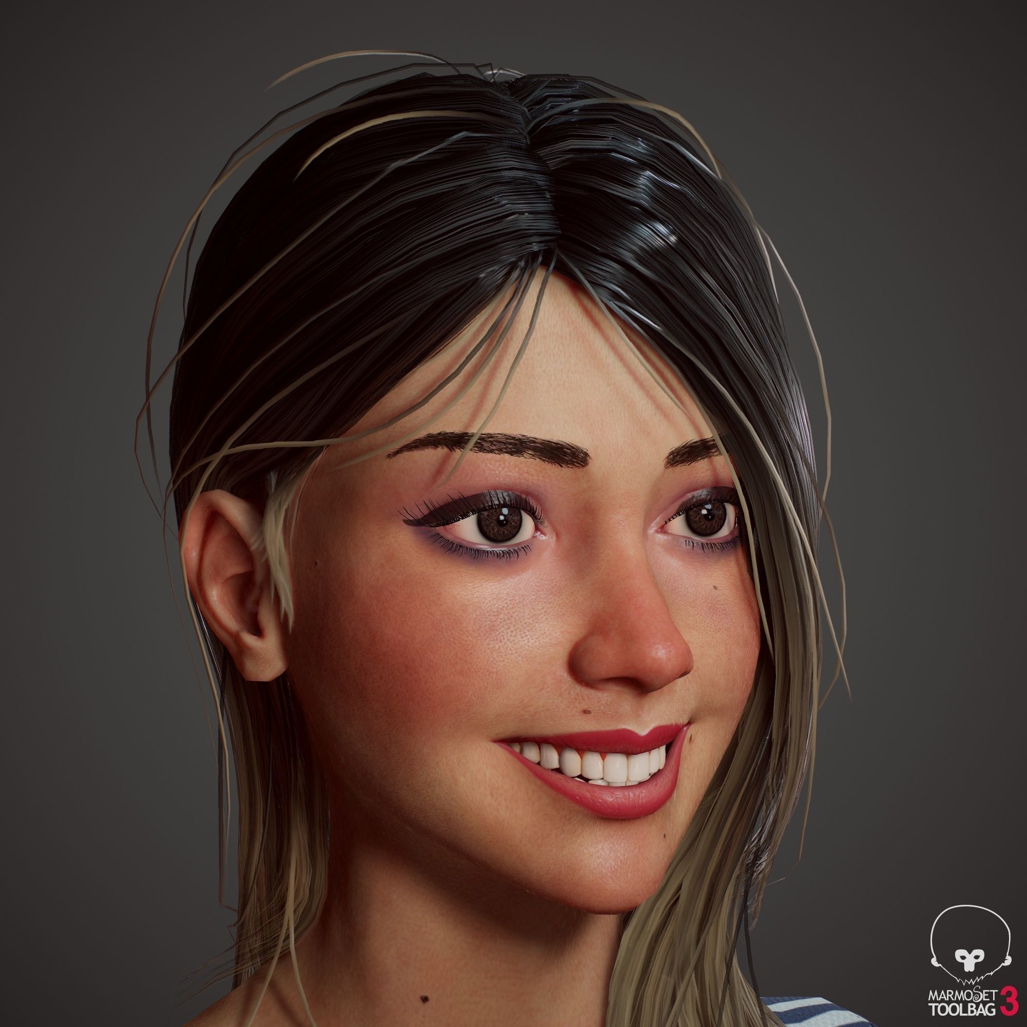 Teenage girl in shorts  Low-poly 3D model_20