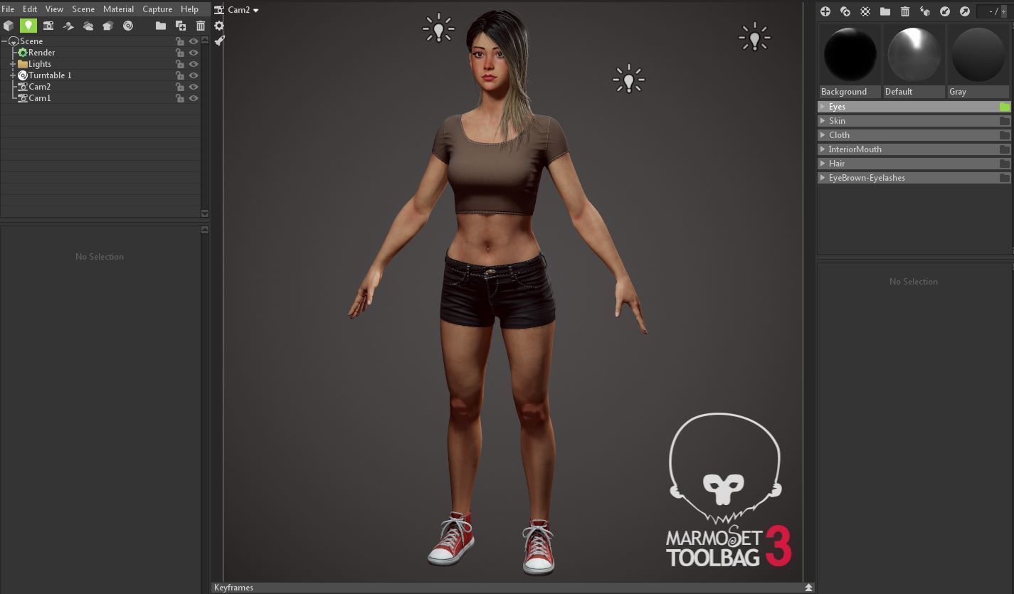 Teenage girl in shorts  Low-poly 3D model_93
