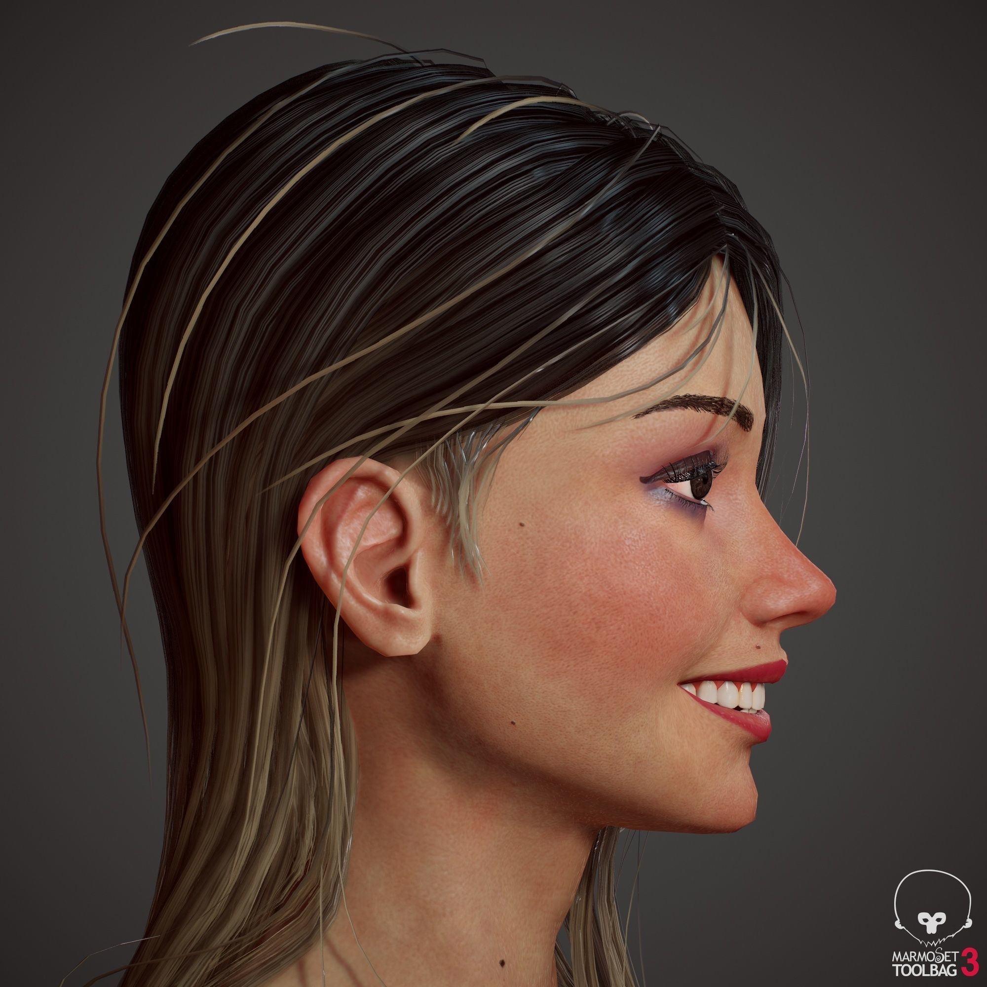 Teenage girl in shorts  Low-poly 3D model_22