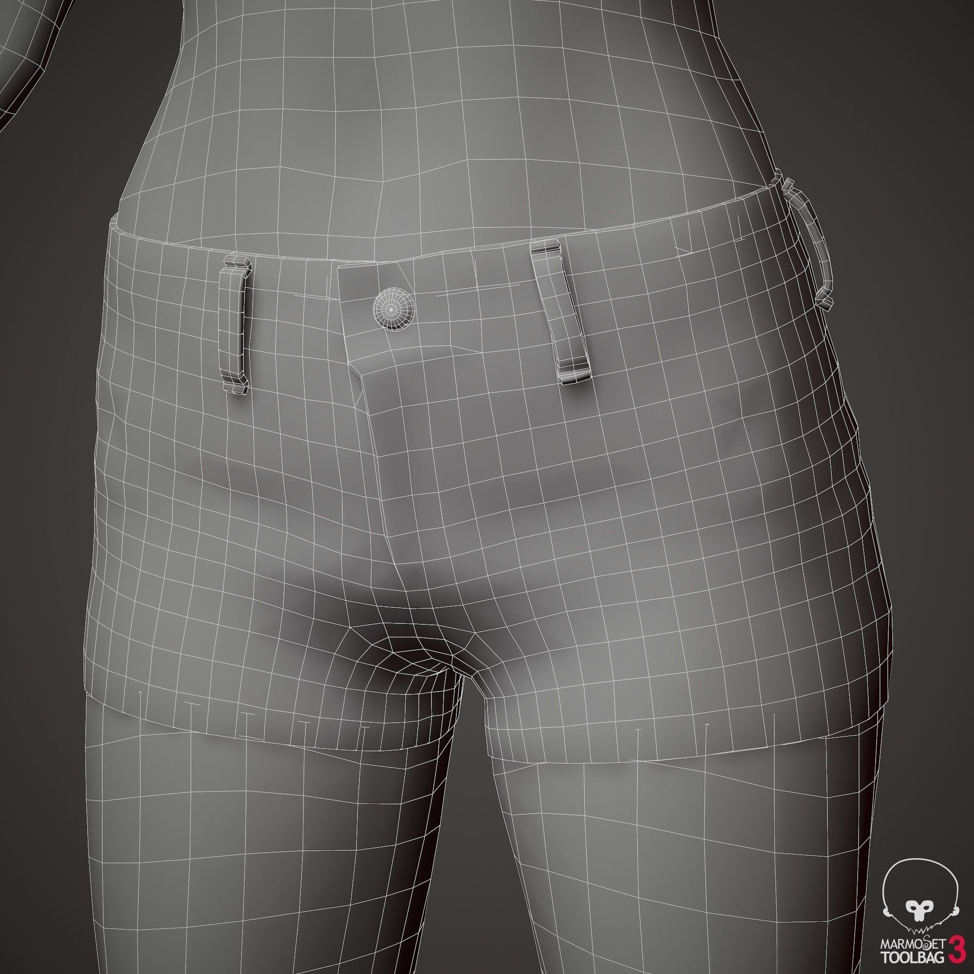 Teenage girl in shorts  Low-poly 3D model_59