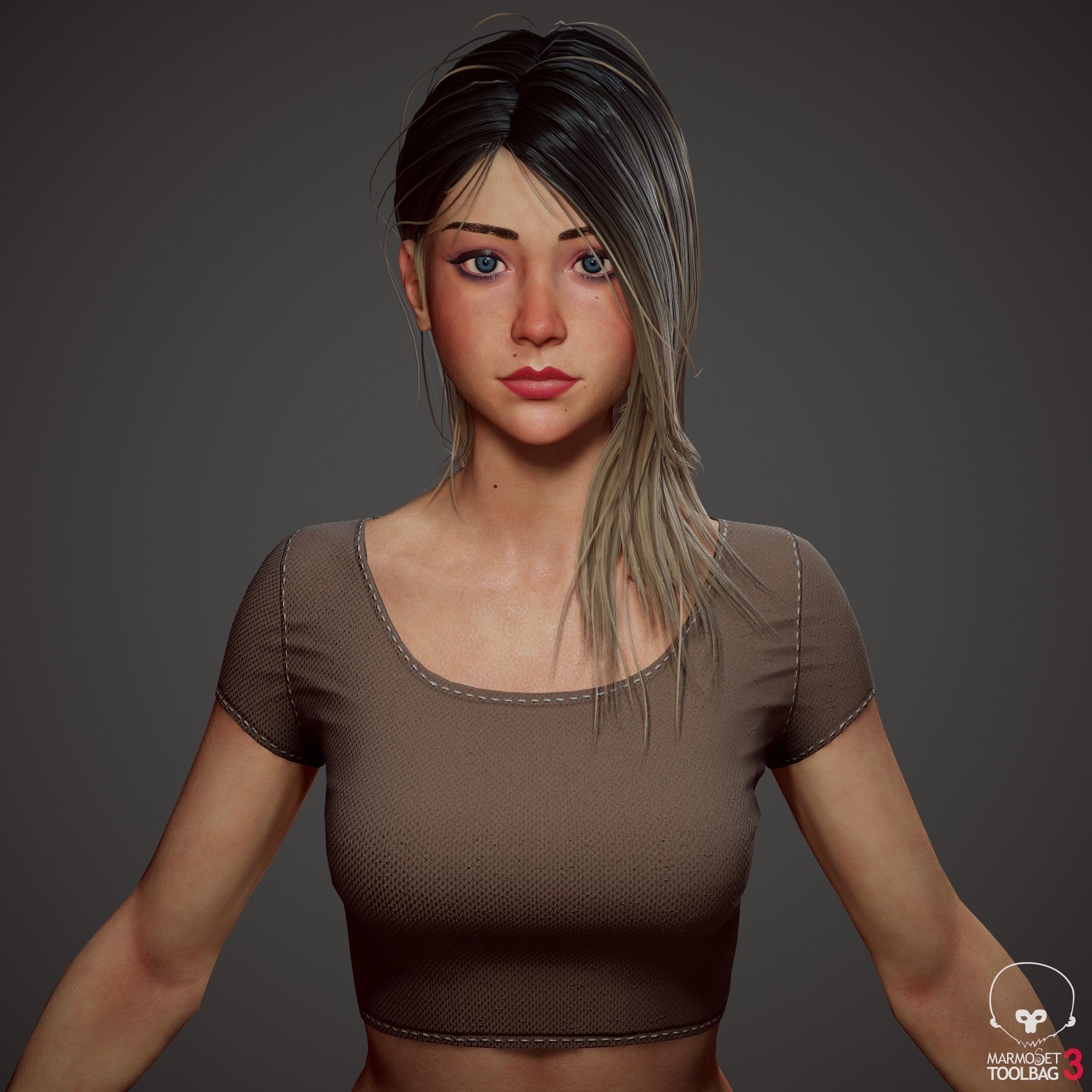 Teenage girl in shorts  Low-poly 3D model_71