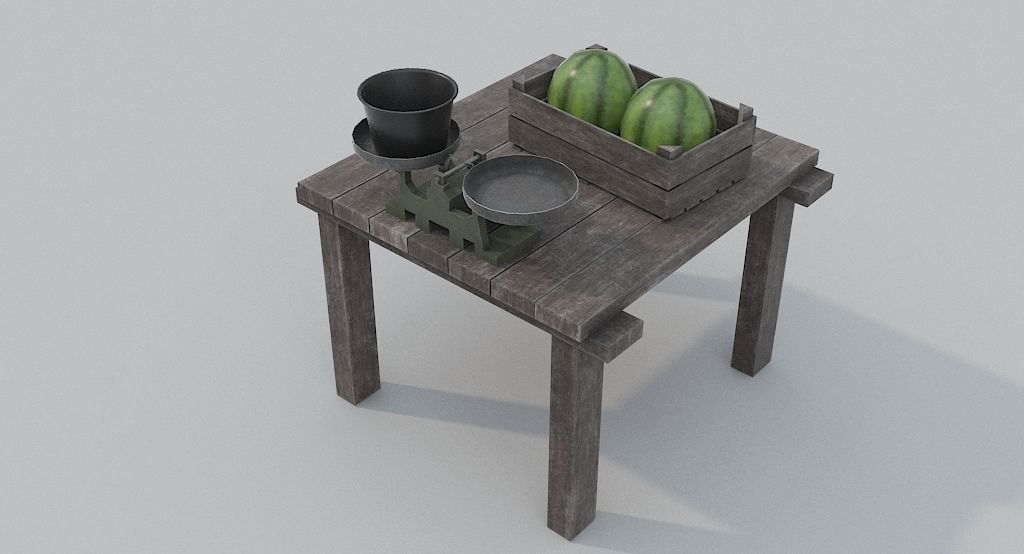 Watermelon Market Low-poly 3D model_4