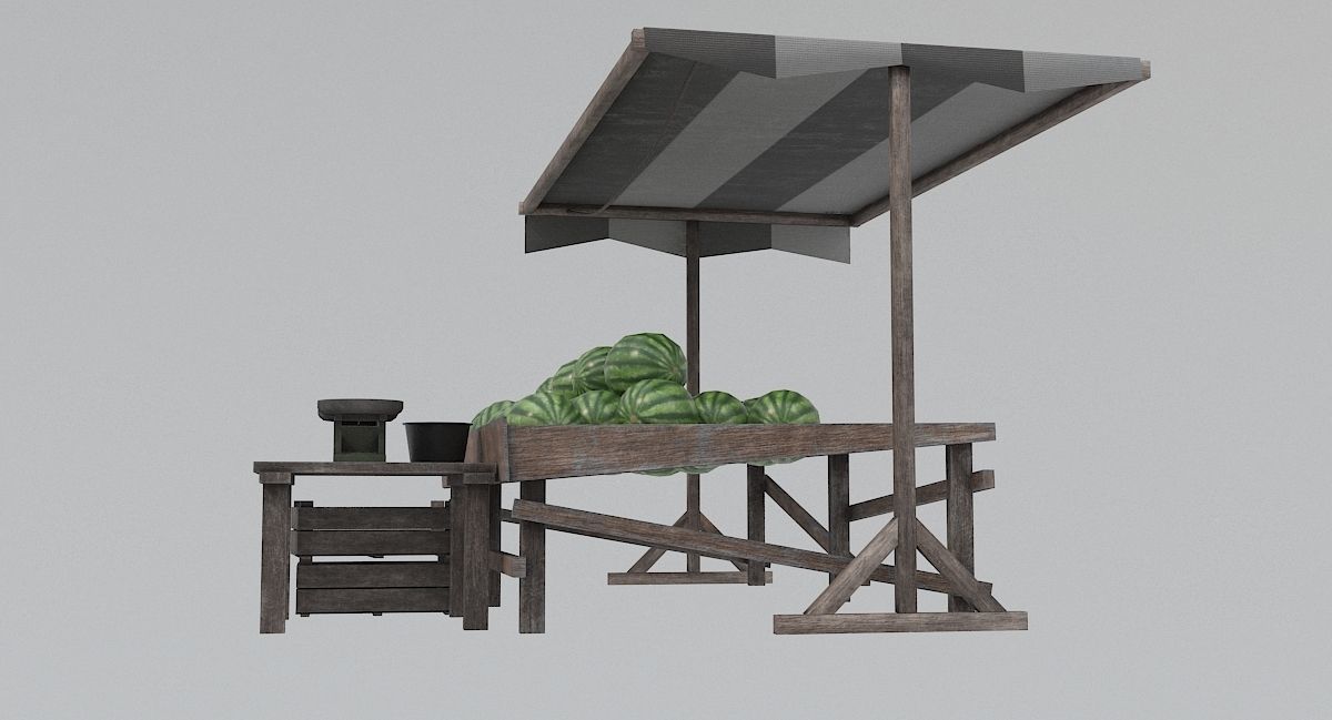 Watermelon Market Low-poly 3D model_3