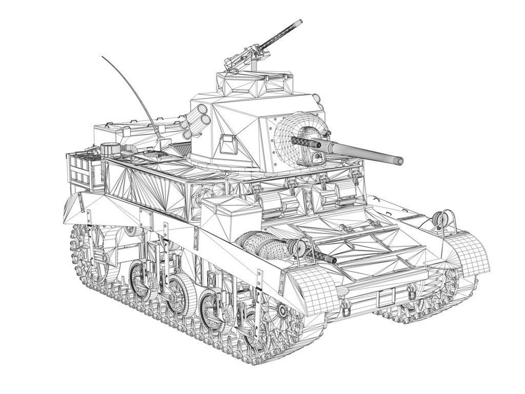 M3 Light Tank Honey 3D model_8