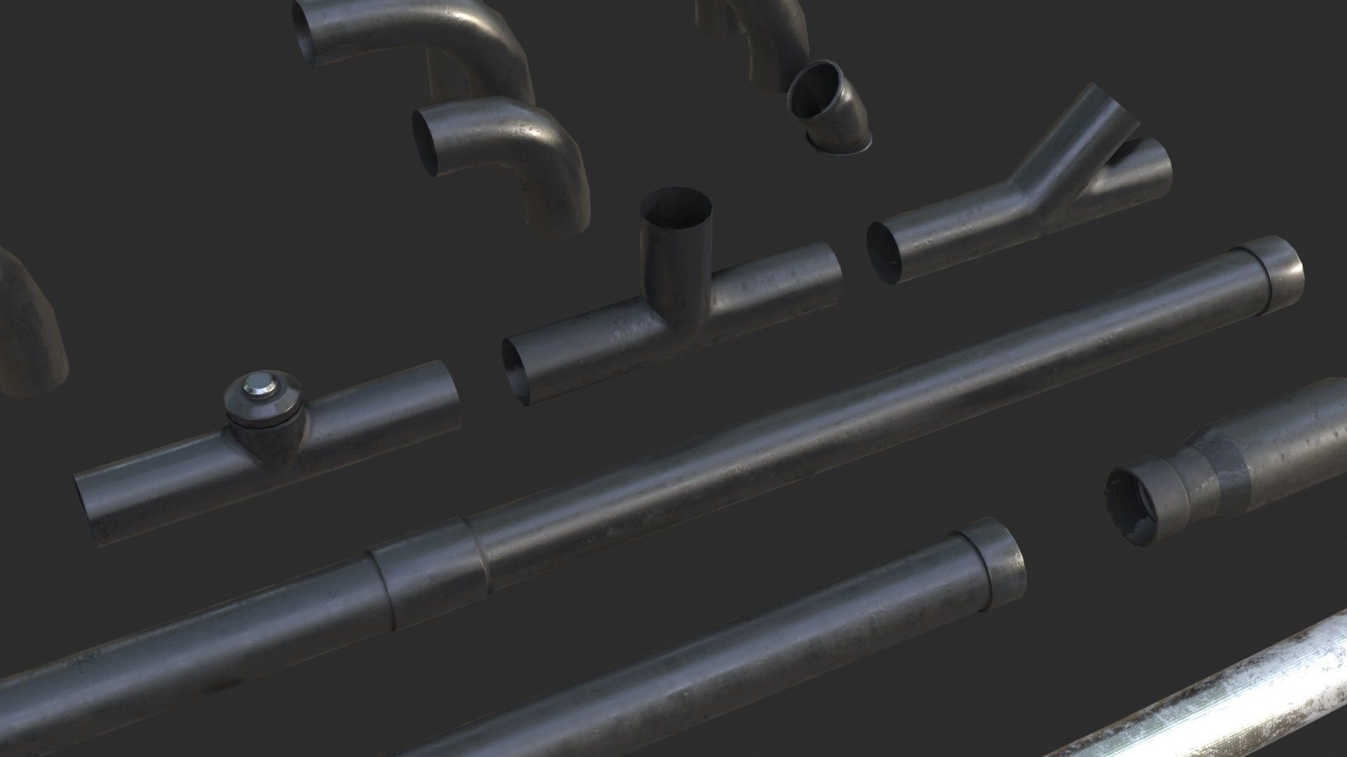Modular Pipes - PVC Low-poly 3D model_7