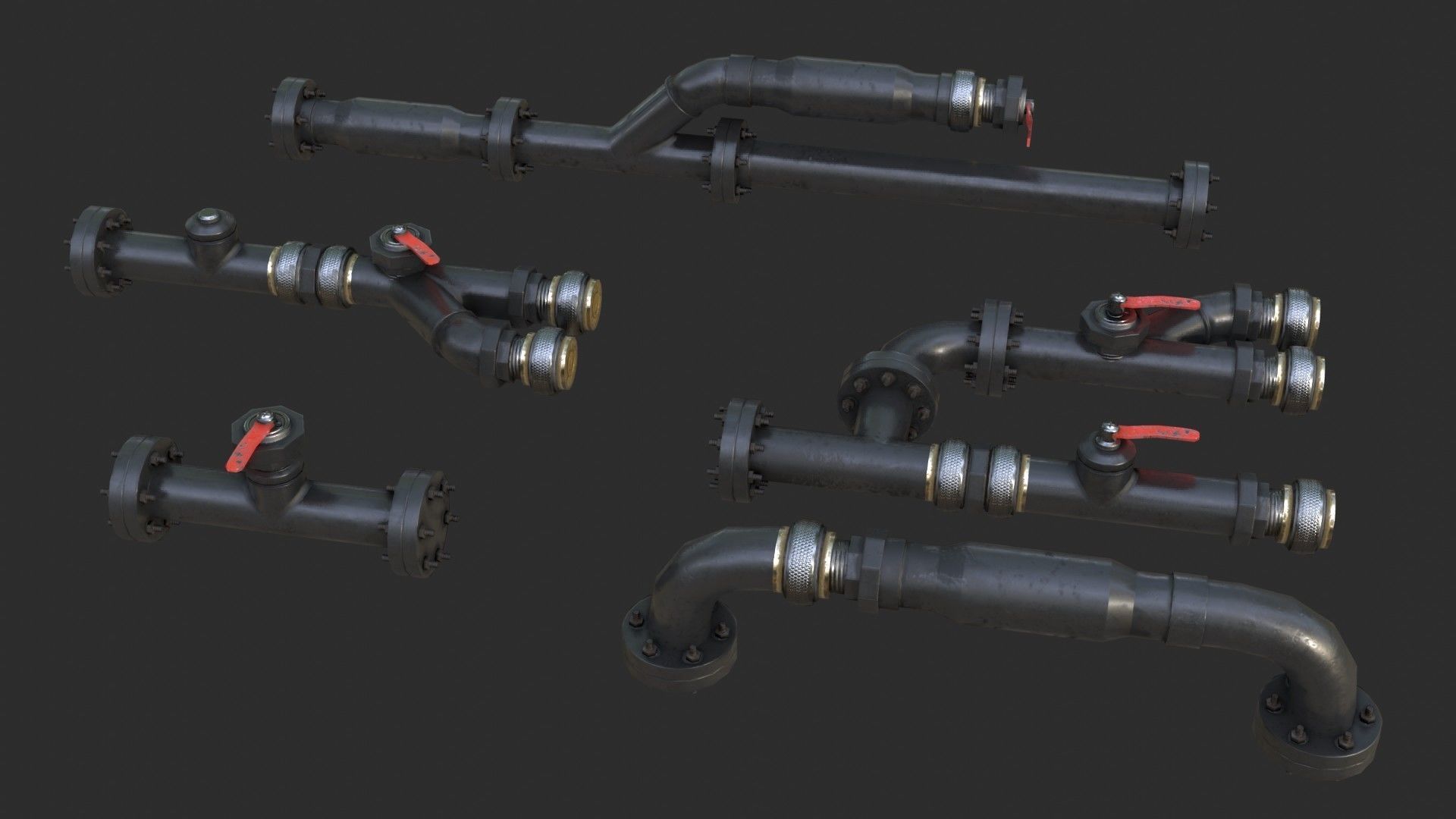 Modular Pipes - PVC Low-poly 3D model_14