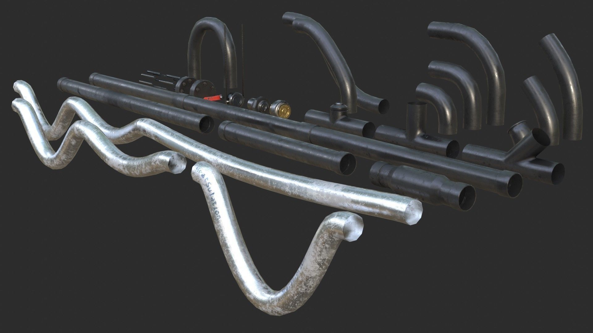 Modular Pipes - PVC Low-poly 3D model_5