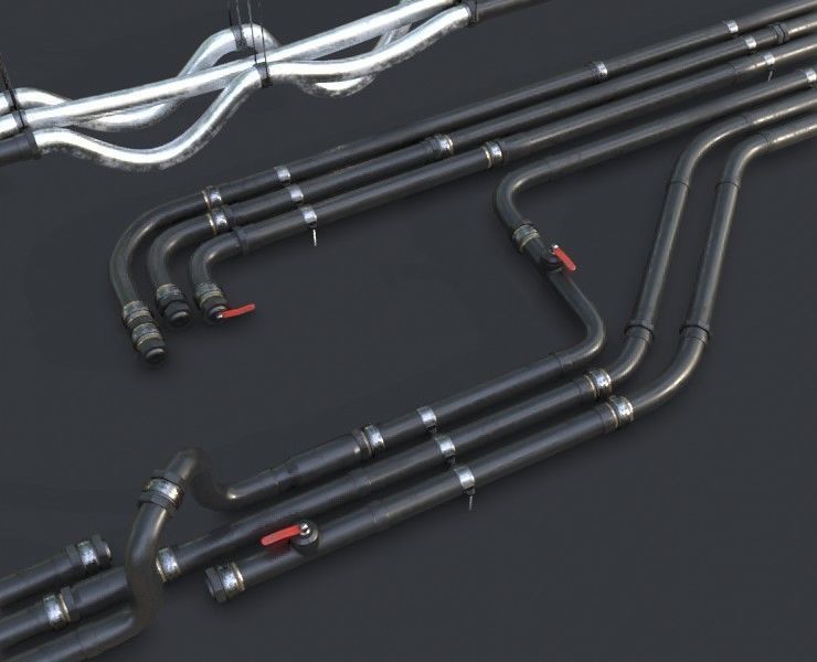 Modular Pipes - PVC Low-poly 3D model_1