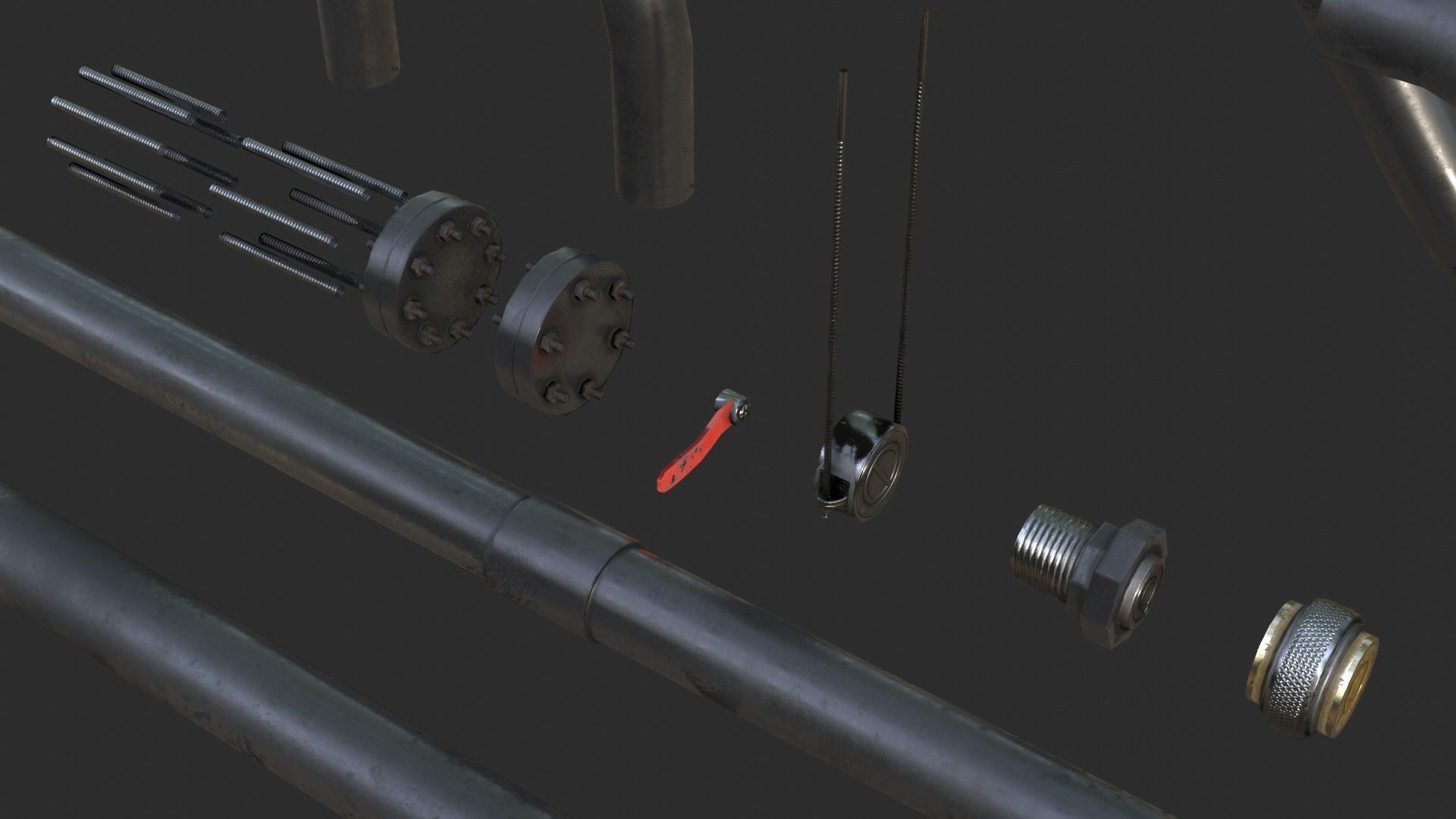 Modular Pipes - PVC Low-poly 3D model_8