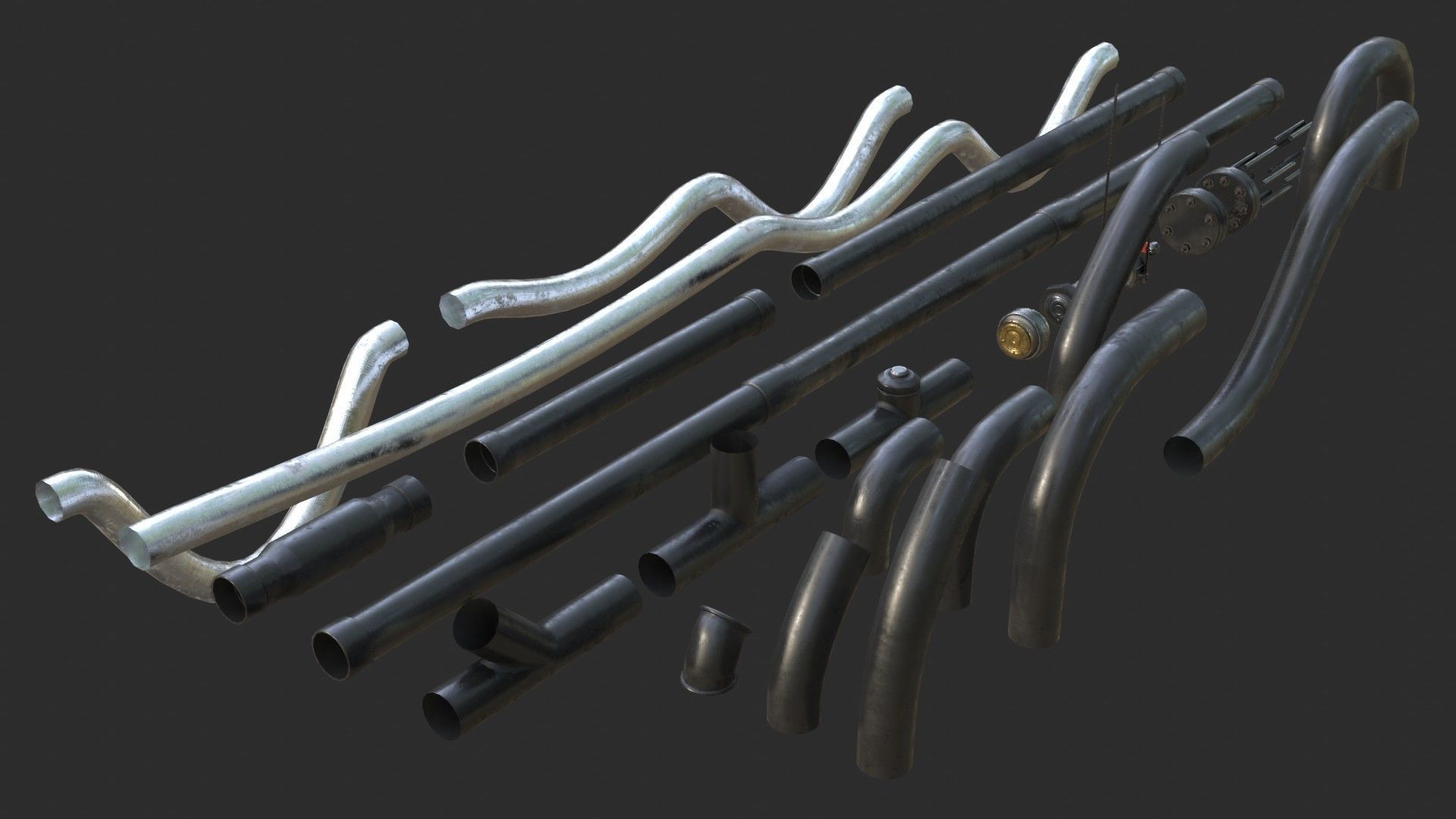 Modular Pipes - PVC Low-poly 3D model_4