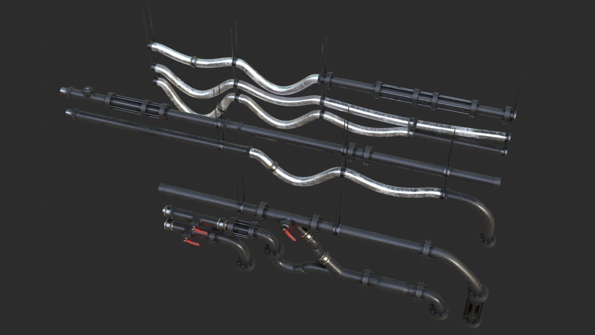 Modular Pipes - PVC Low-poly 3D model_11