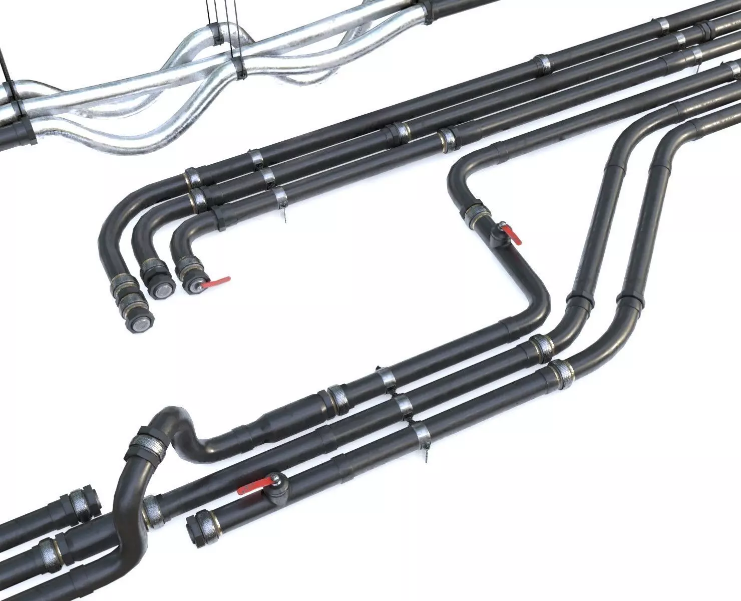 Modular Pipes - PVC Low-poly 3D model_0