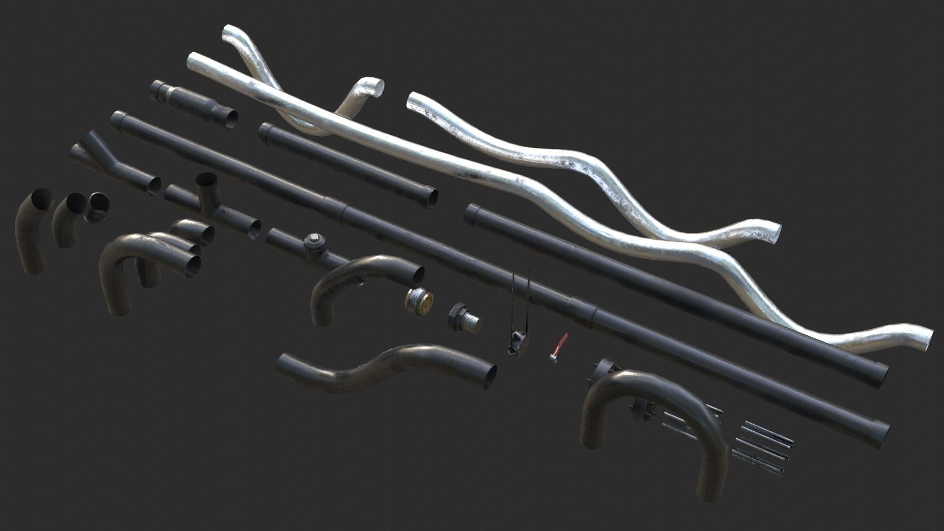 Modular Pipes - PVC Low-poly 3D model_3