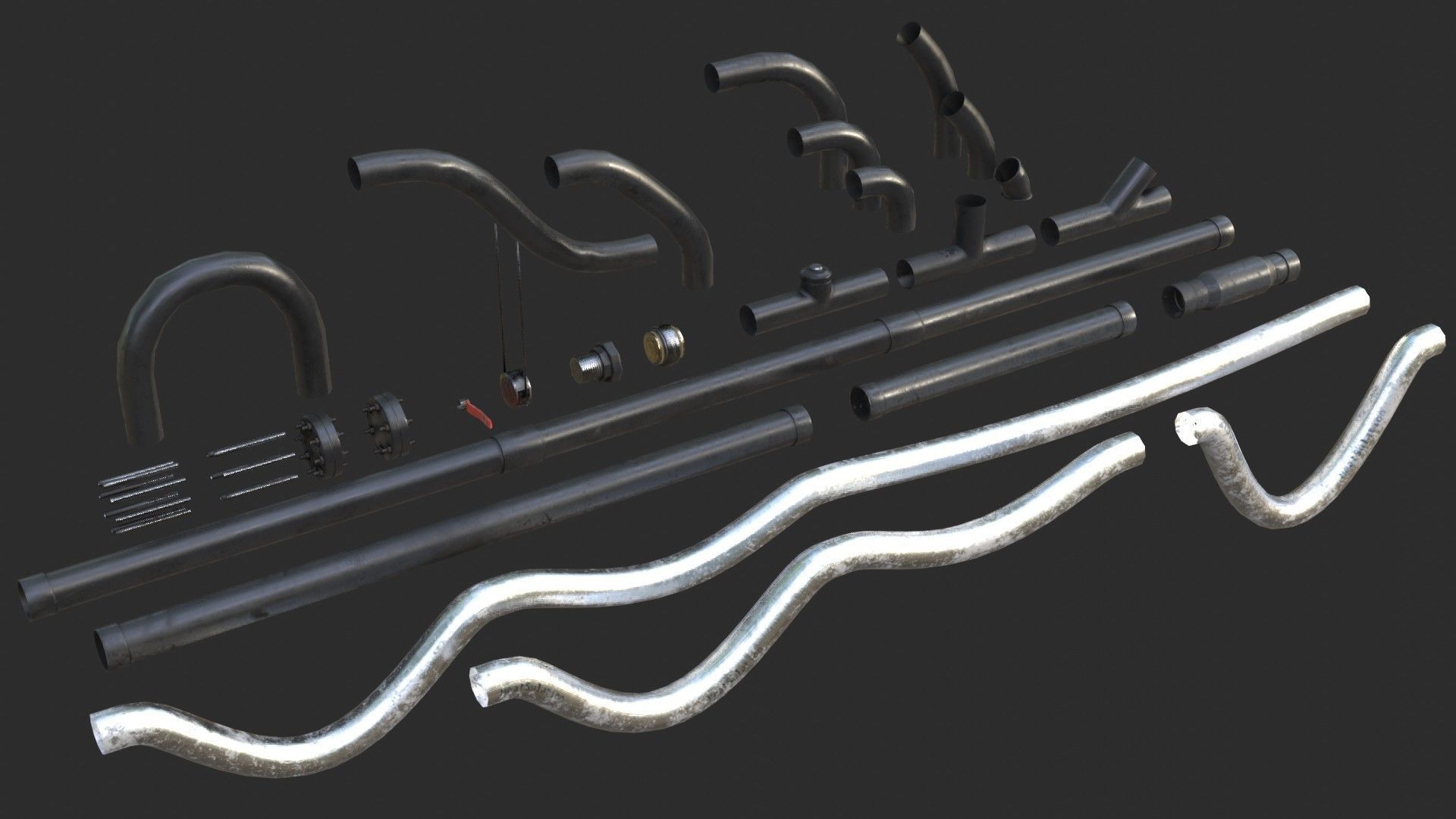 Modular Pipes - PVC Low-poly 3D model_2