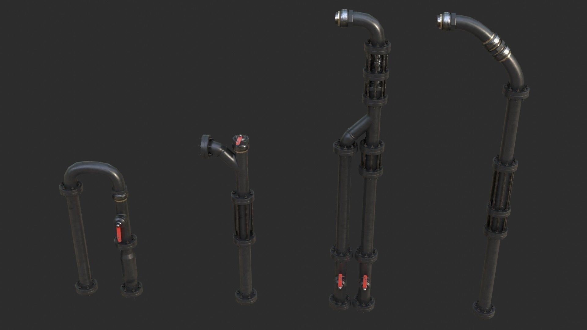 Modular Pipes - PVC Low-poly 3D model_12