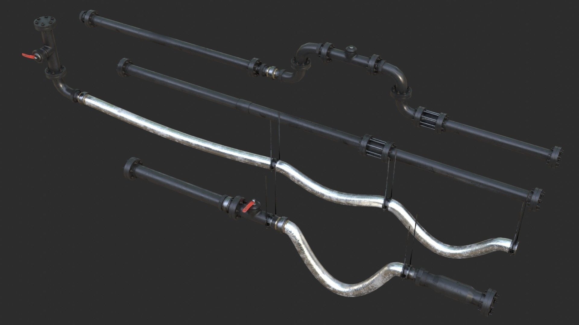 Modular Pipes - PVC Low-poly 3D model_10