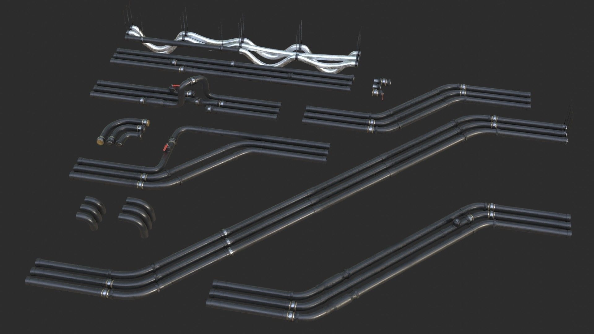 Modular Pipes - PVC Low-poly 3D model_15