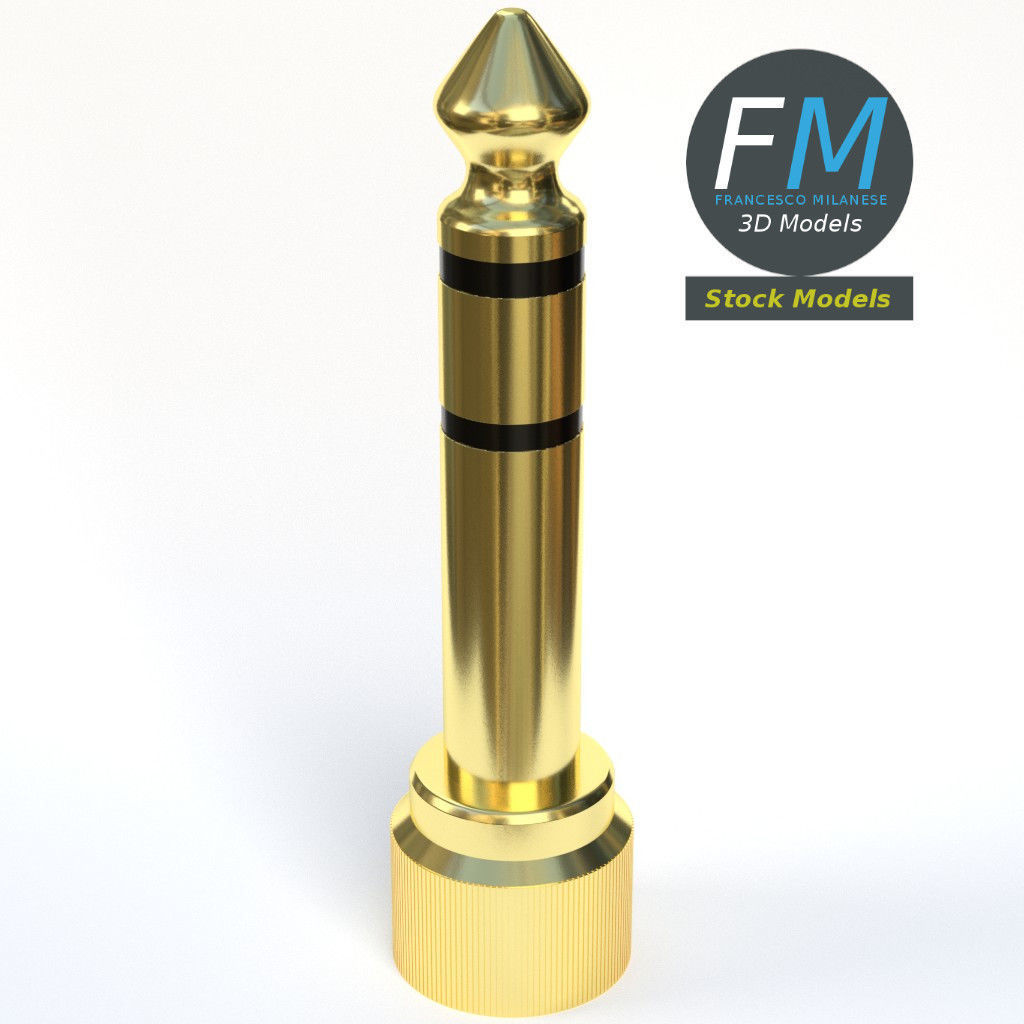 Jack plug adapter 3D model_2