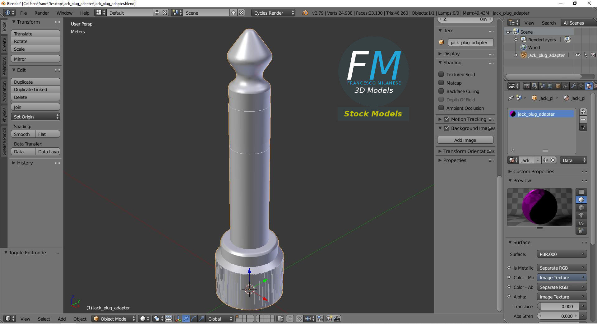 Jack plug adapter 3D model_9