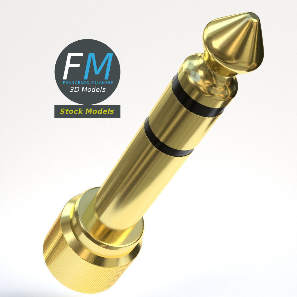 Jack plug adapter 3D model_3