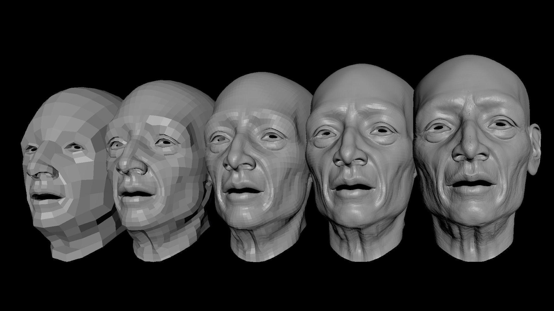 Old man head sculpt 3D model_3