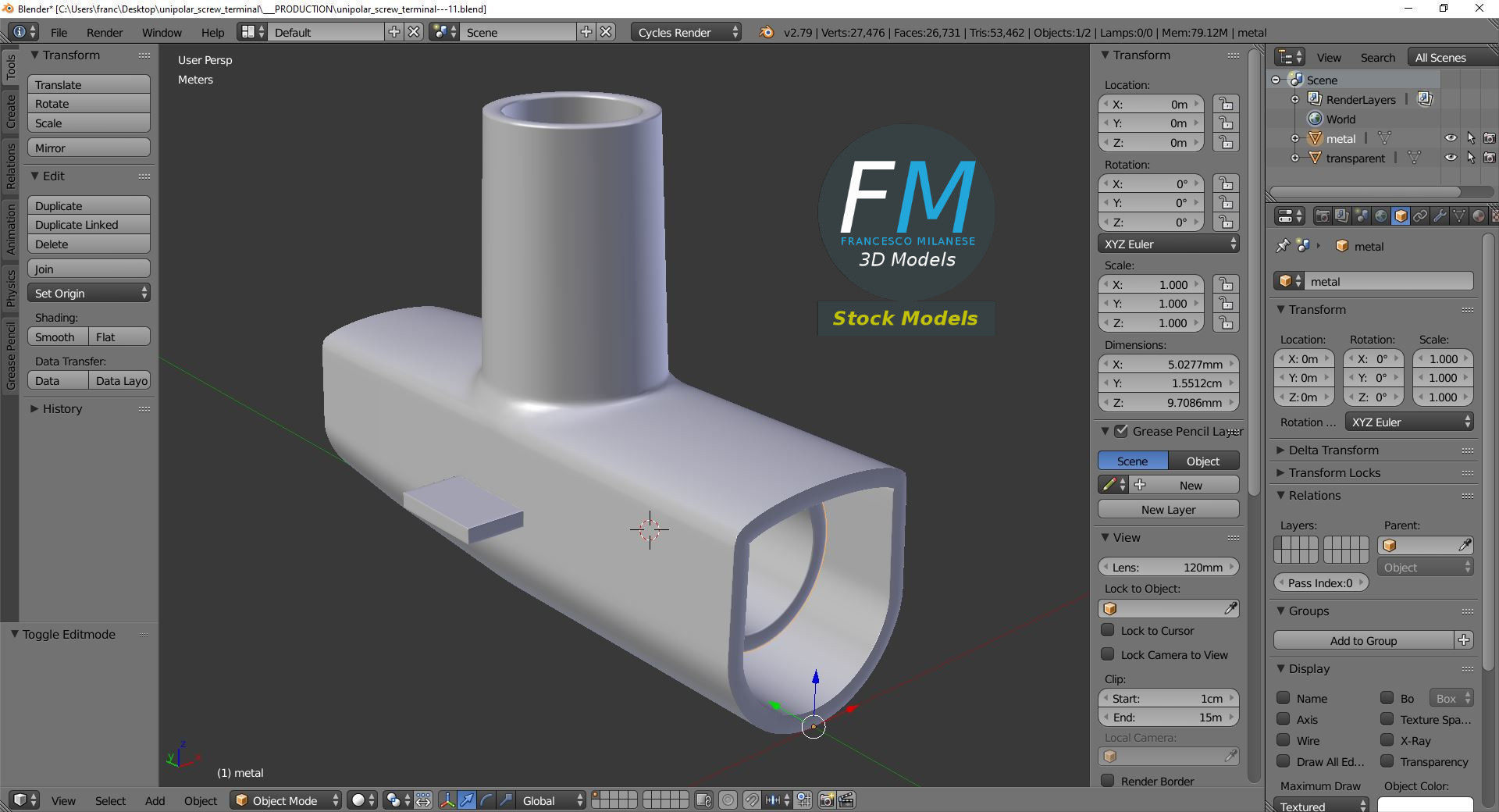 Unipolar screw terminal 3D model_9